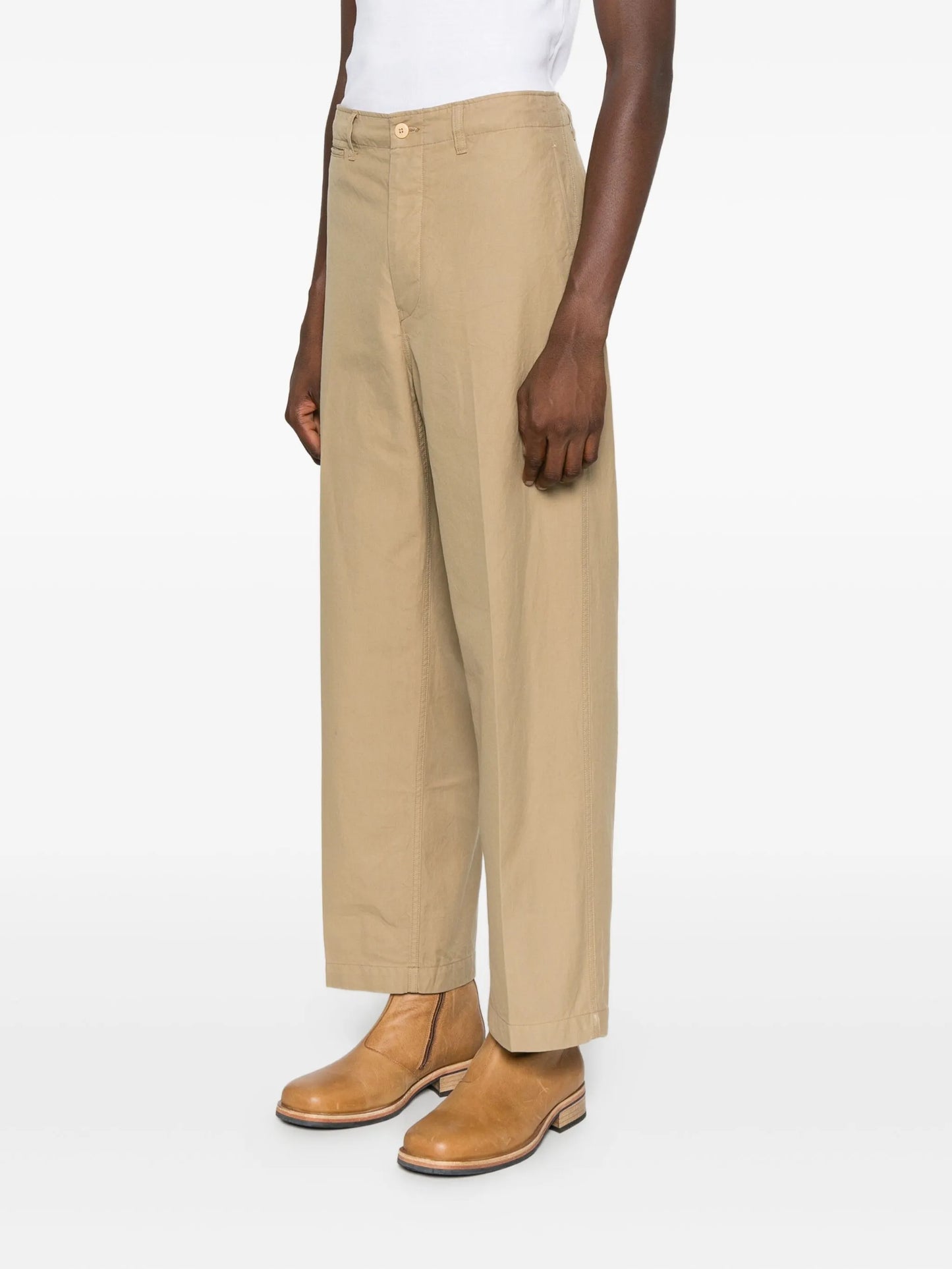 button-fastening chino trousers