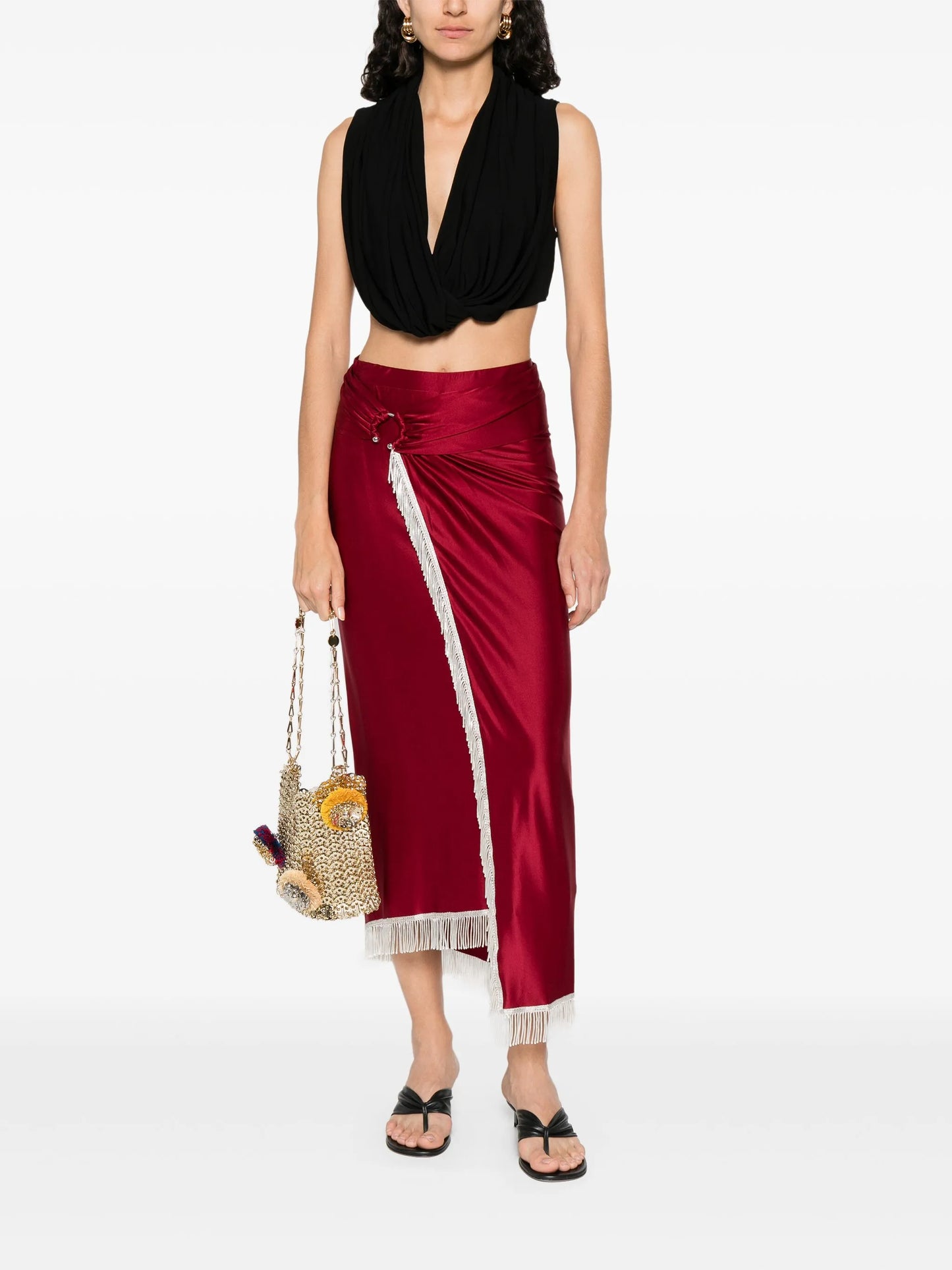 fringe-detailing midi skirt