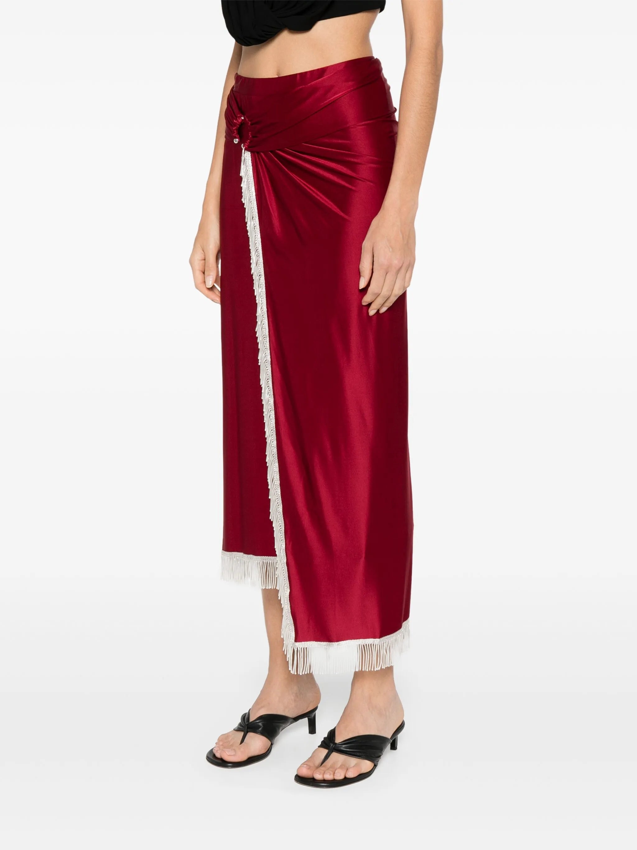 fringe-detailing midi skirt