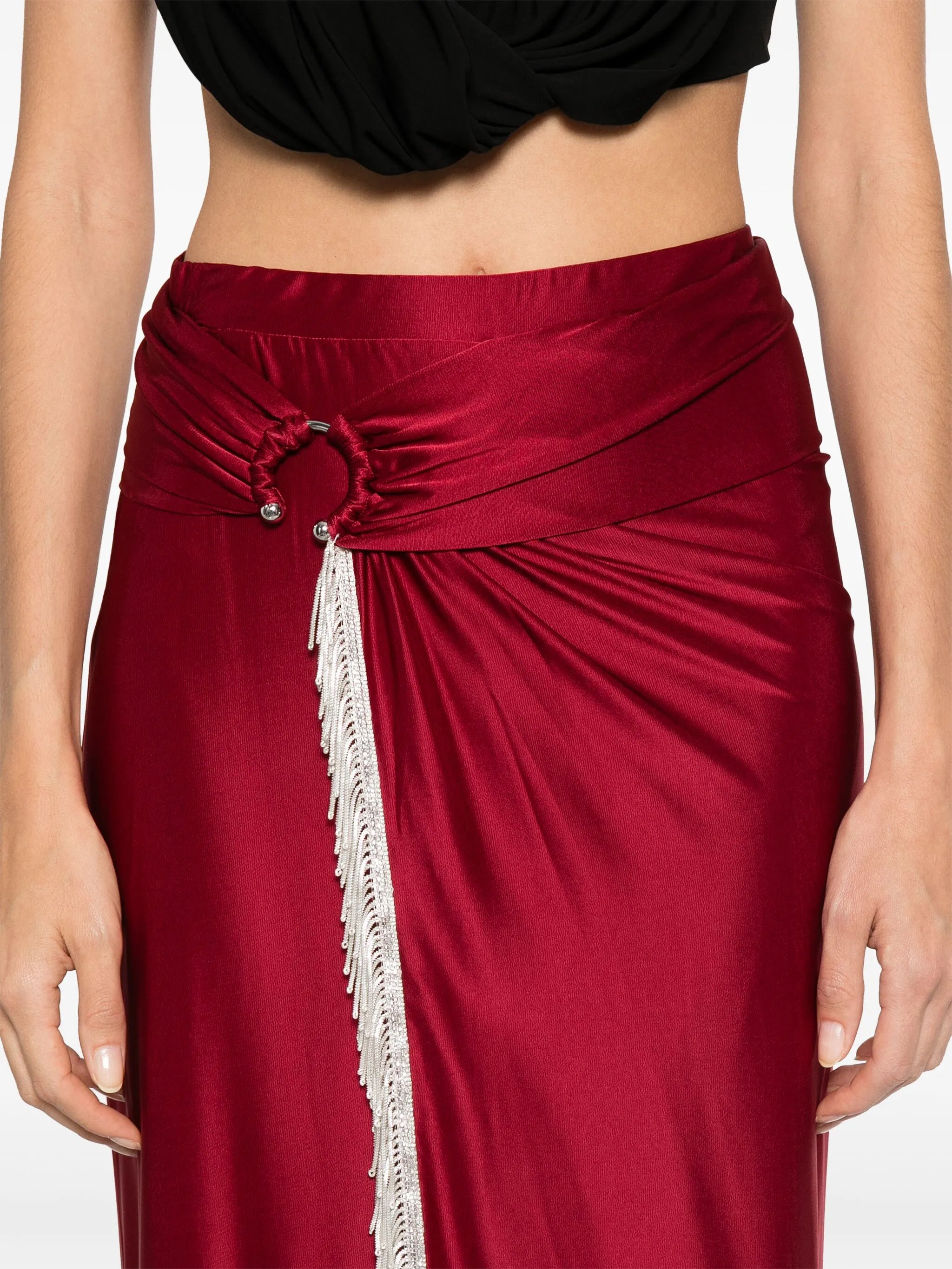 fringe-detailing midi skirt