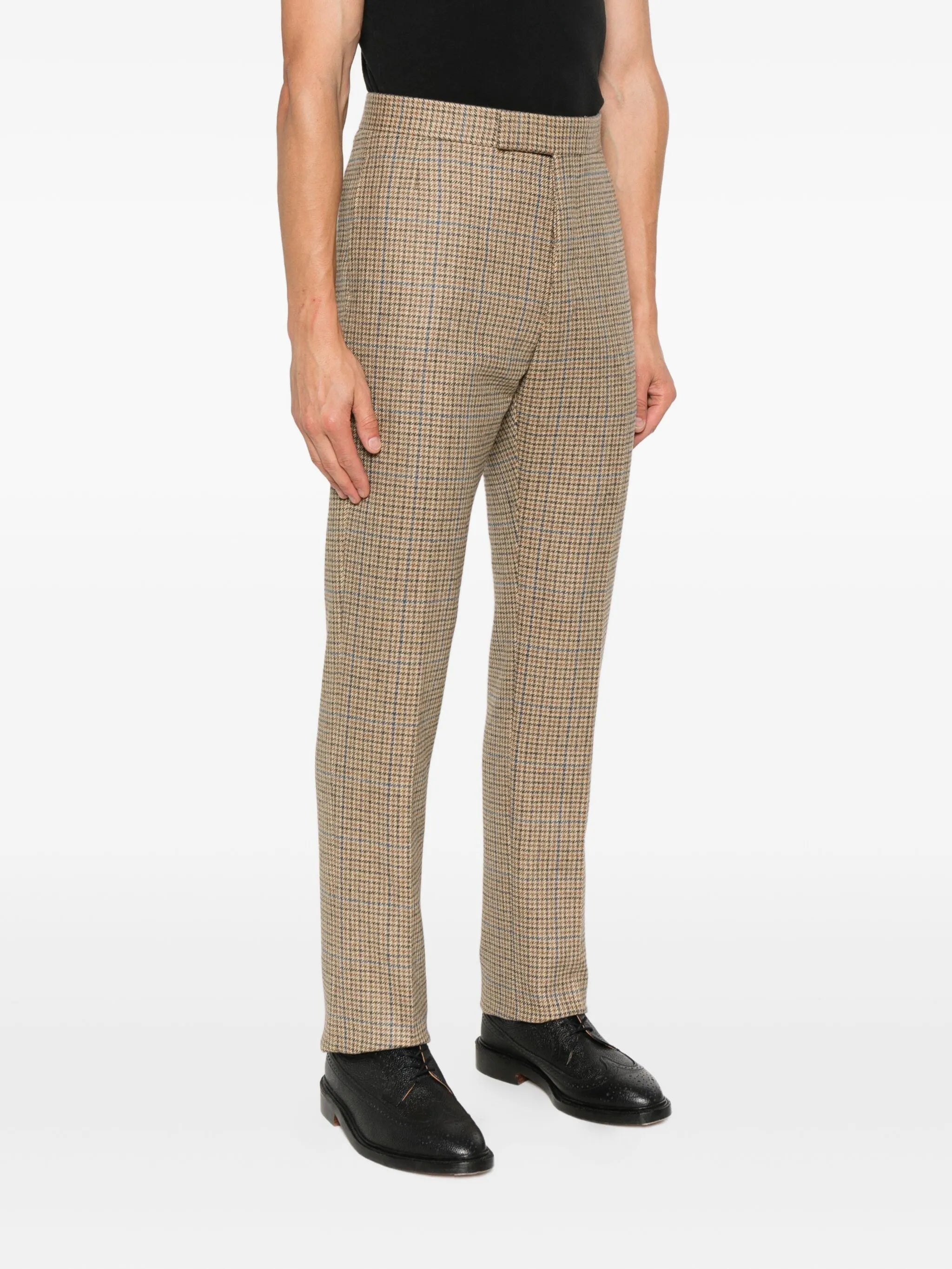 checked straight-leg trousers