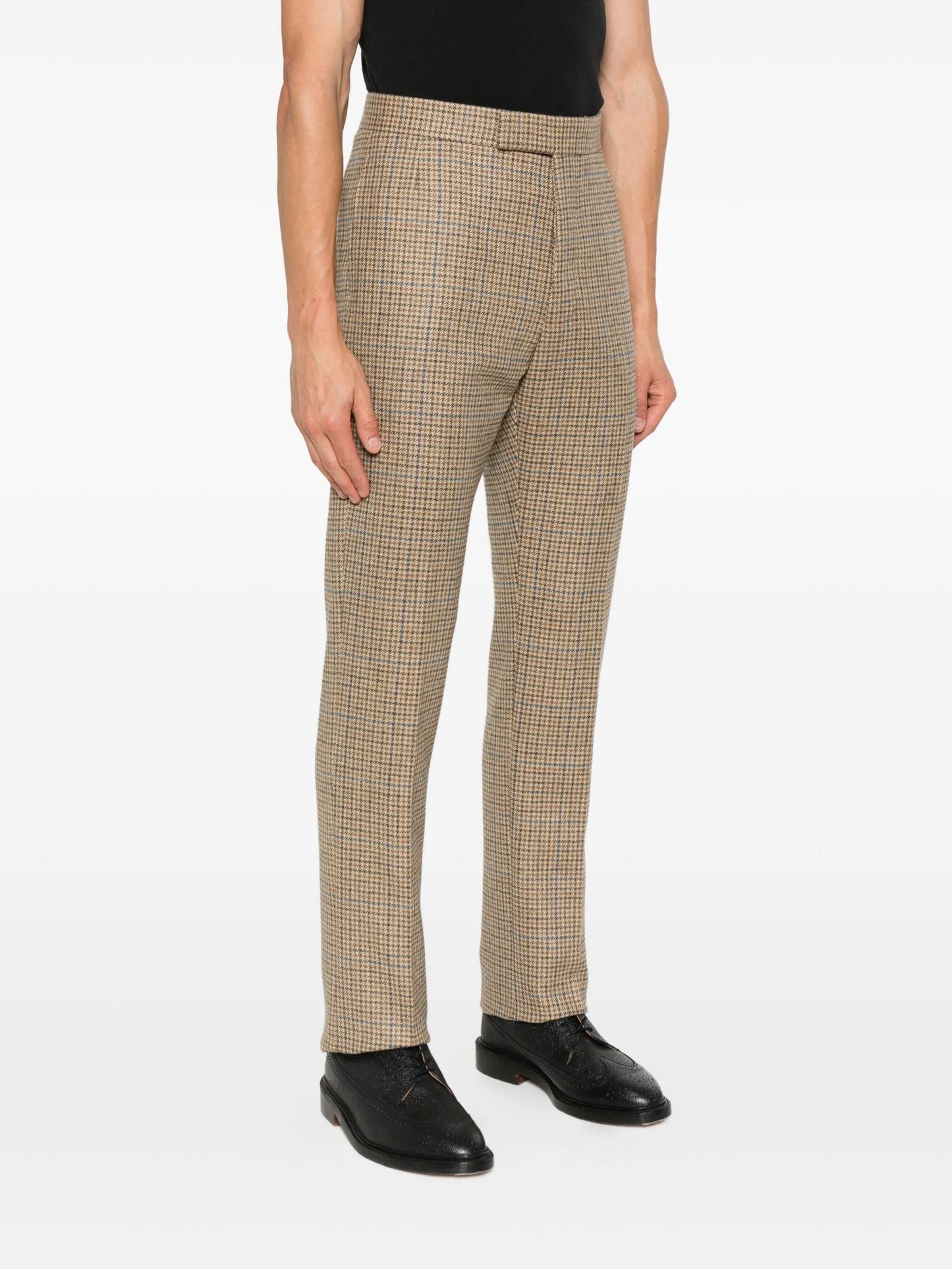 checked straight-leg trousers