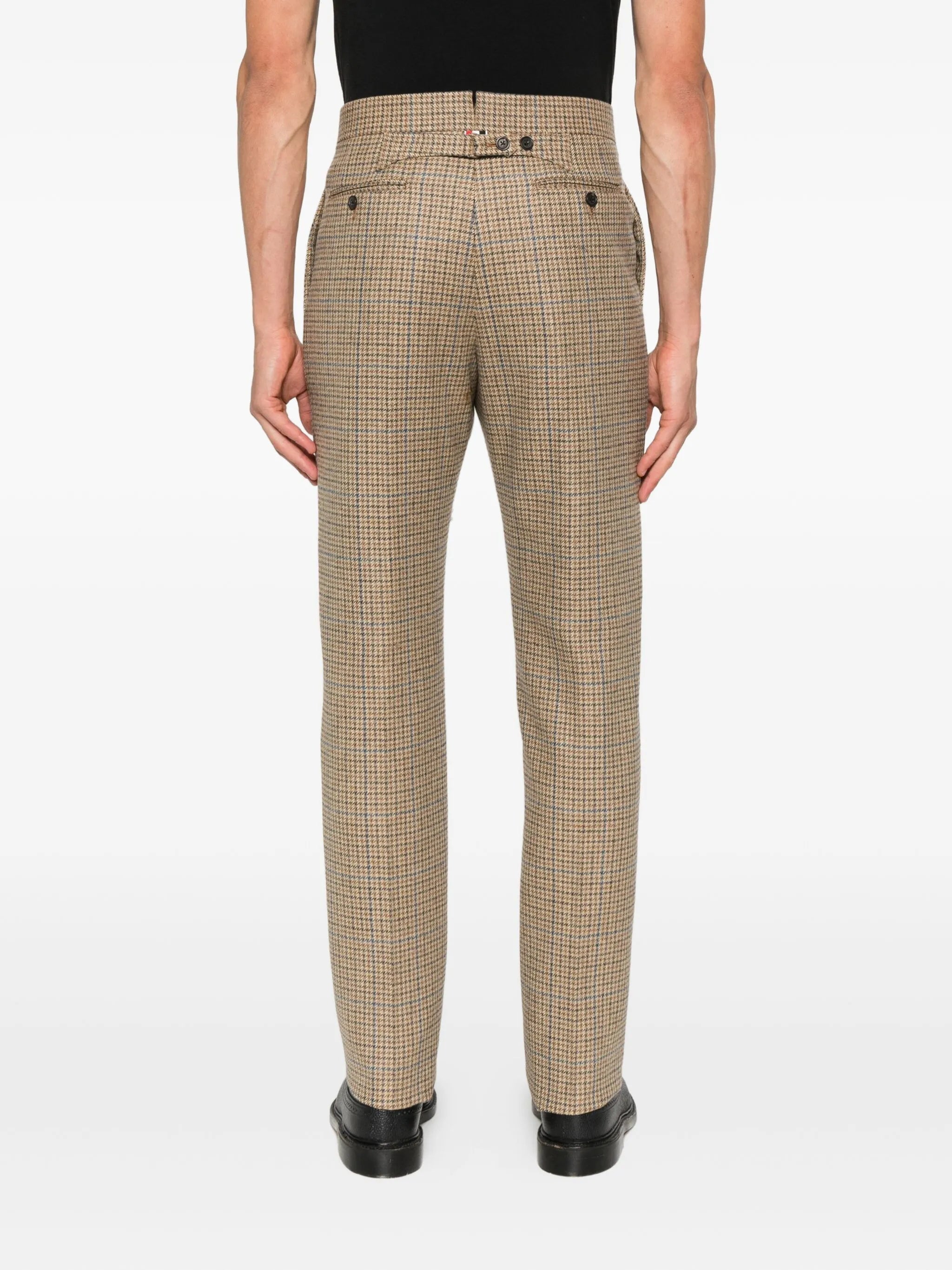 checked straight-leg trousers