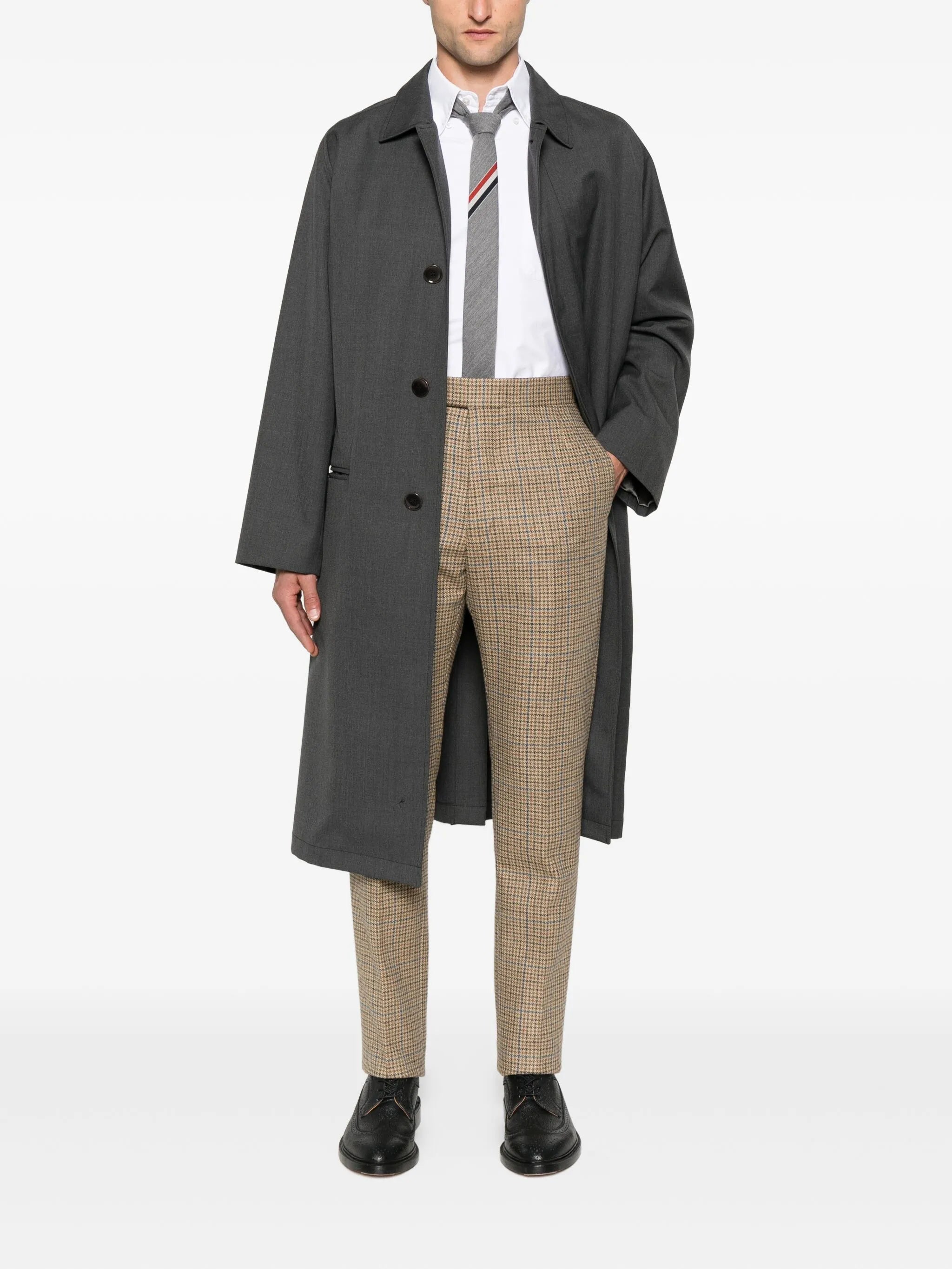 checked straight-leg trousers