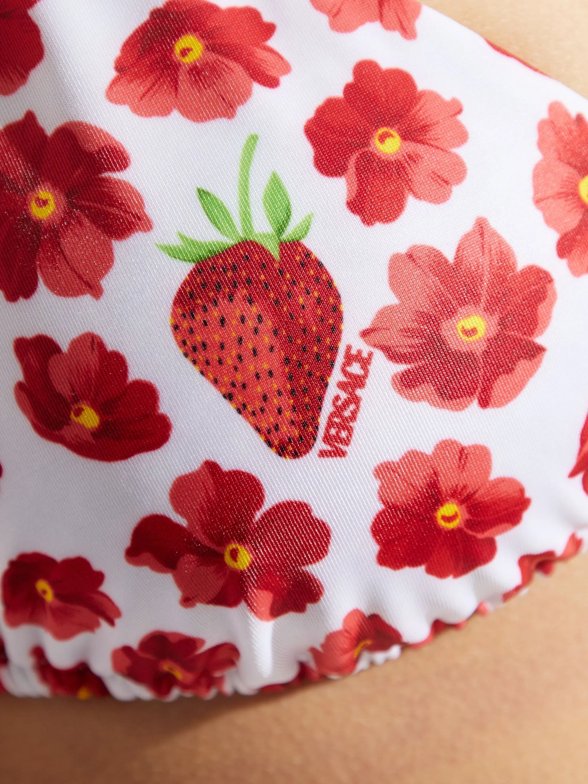 floral-print bikini top