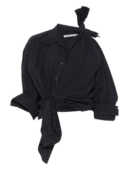 knotted plaid shirt