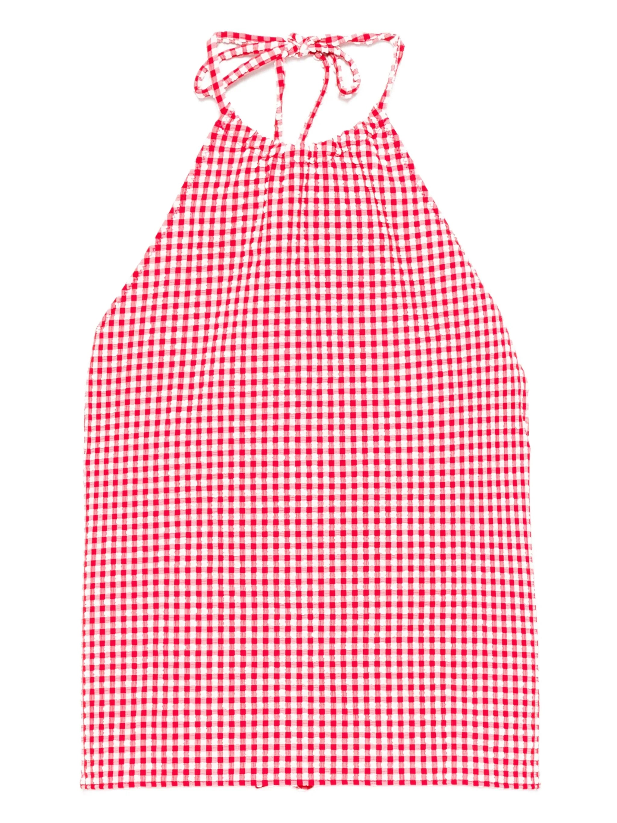 check-pattern halterneck top