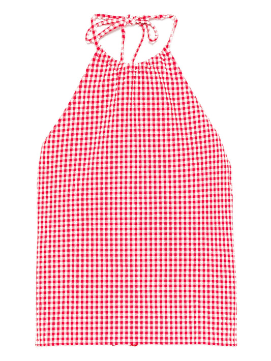 check-pattern halterneck top