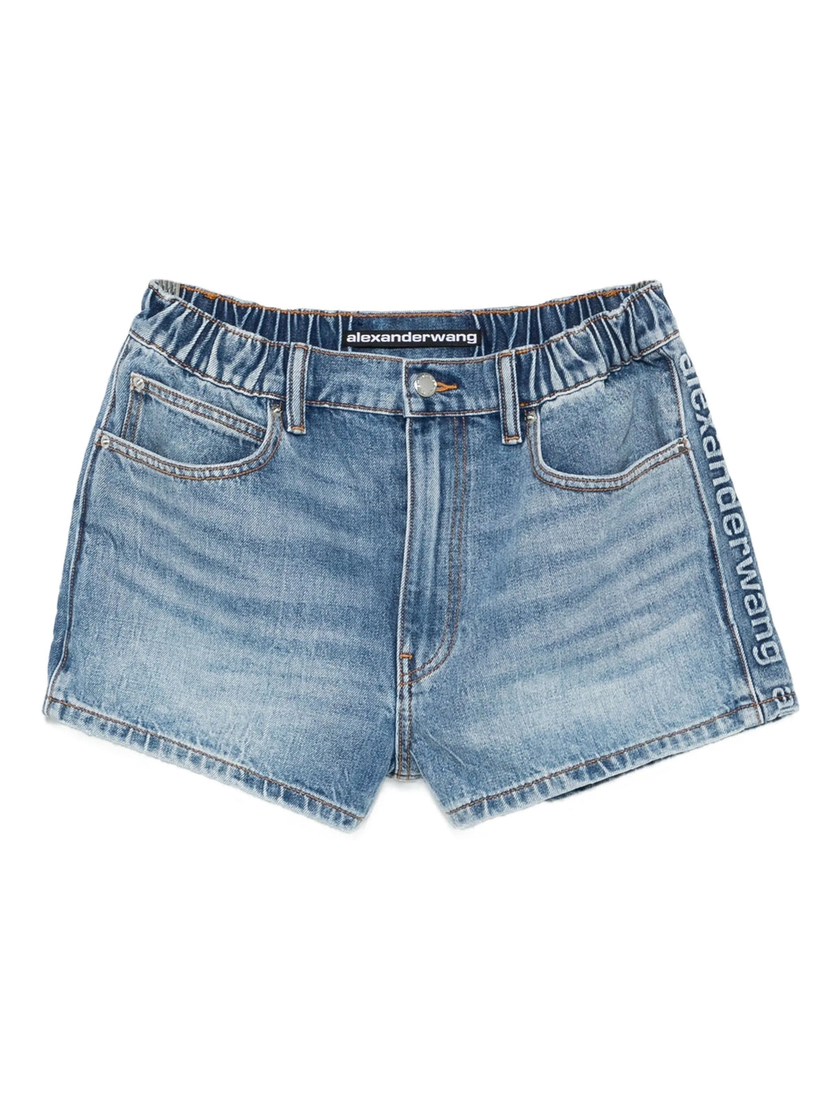 Marathon logo-embossed denim balloon jogger shorts