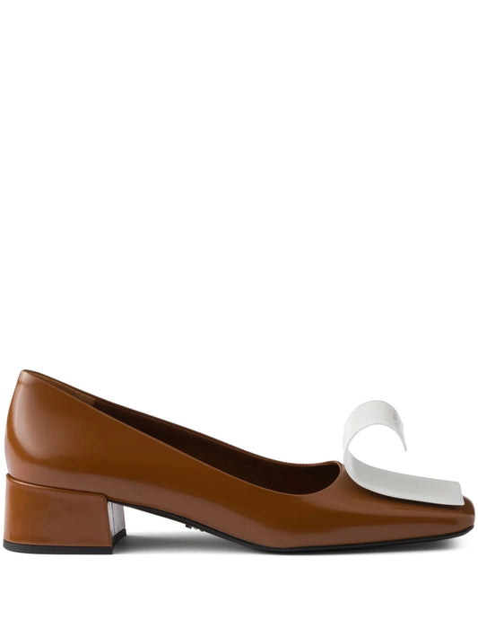 35mm two-tone brushed-leather pumps
