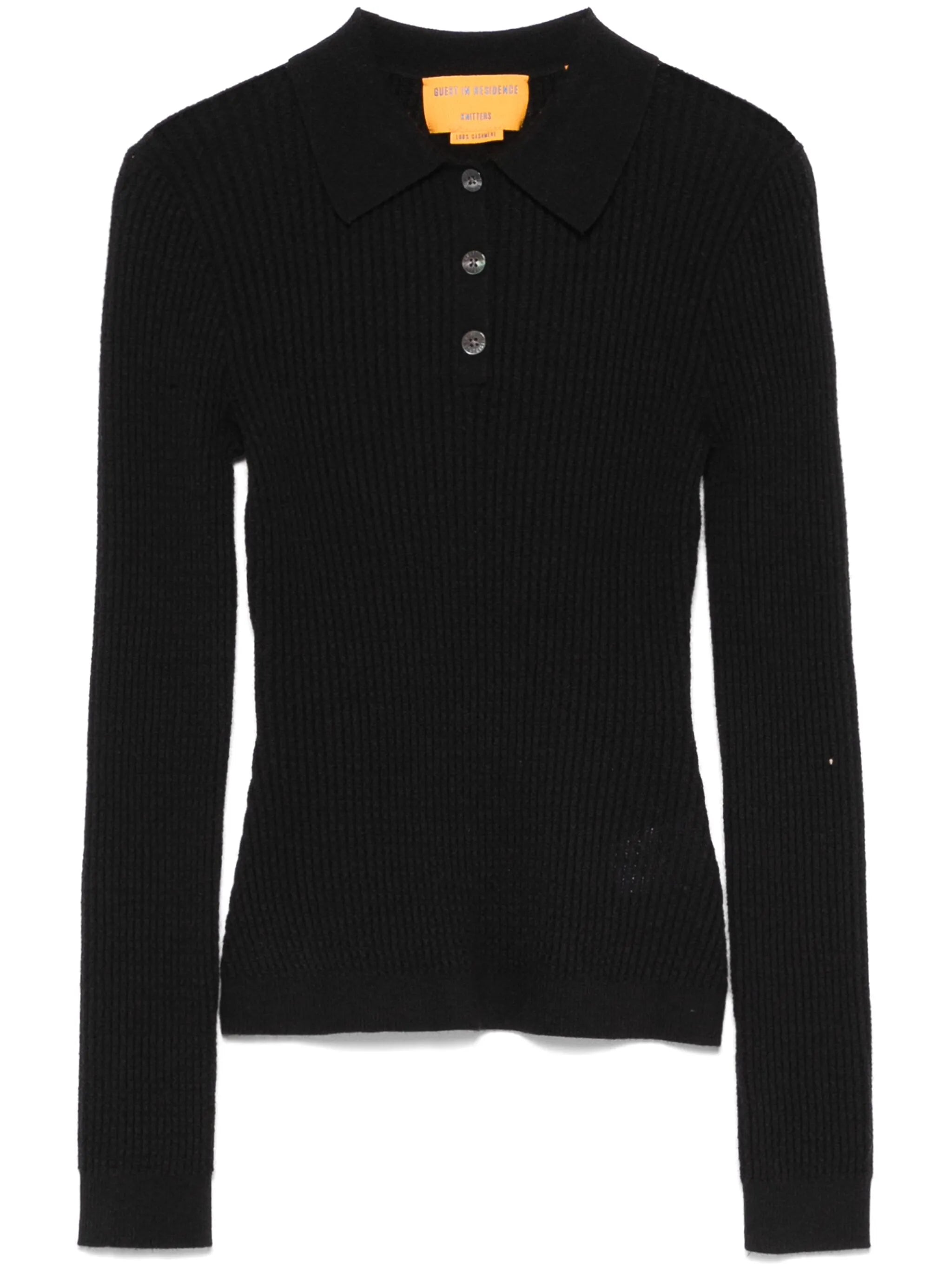 Shrunken cashmere polo top