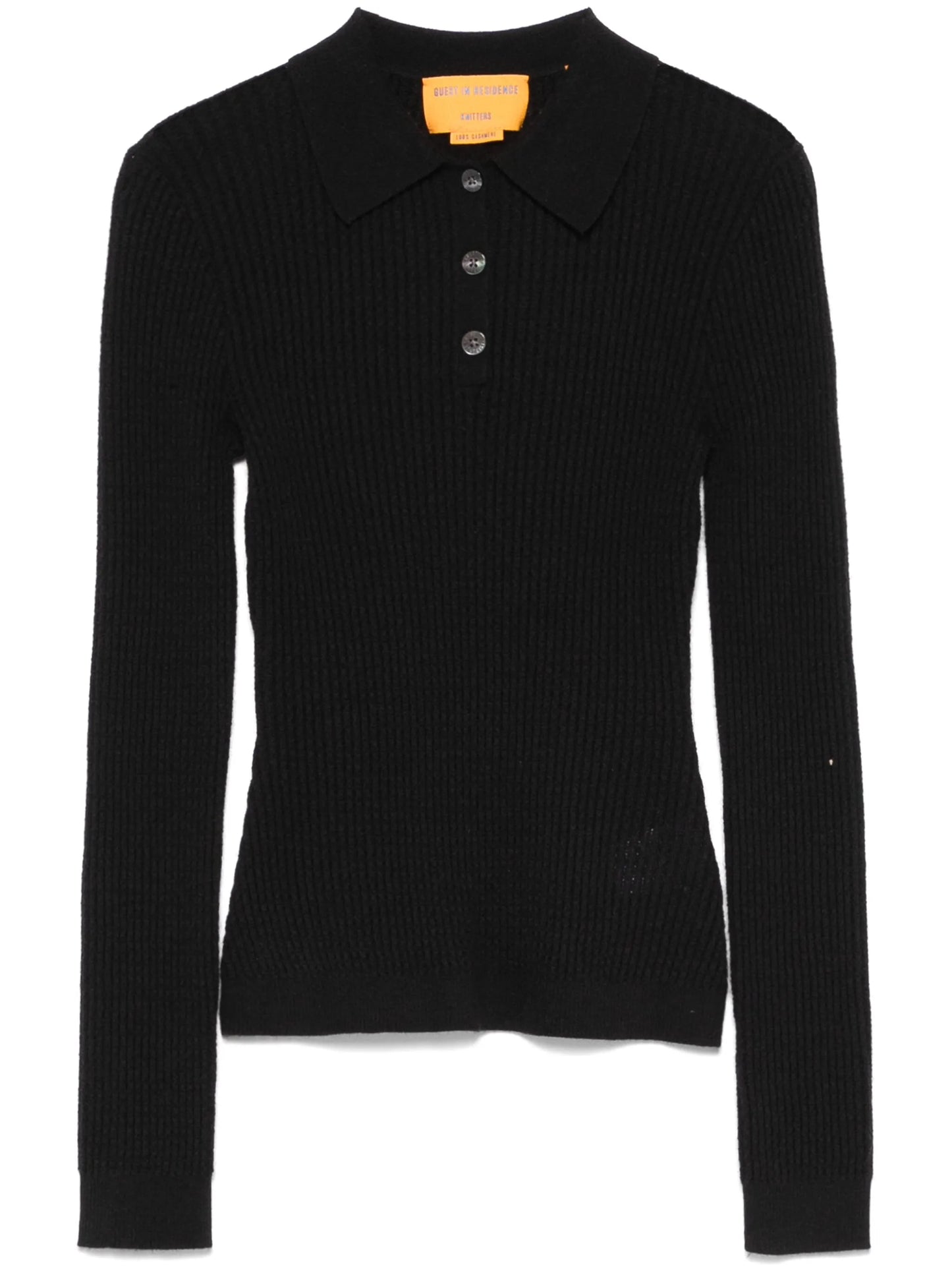 Shrunken cashmere polo top