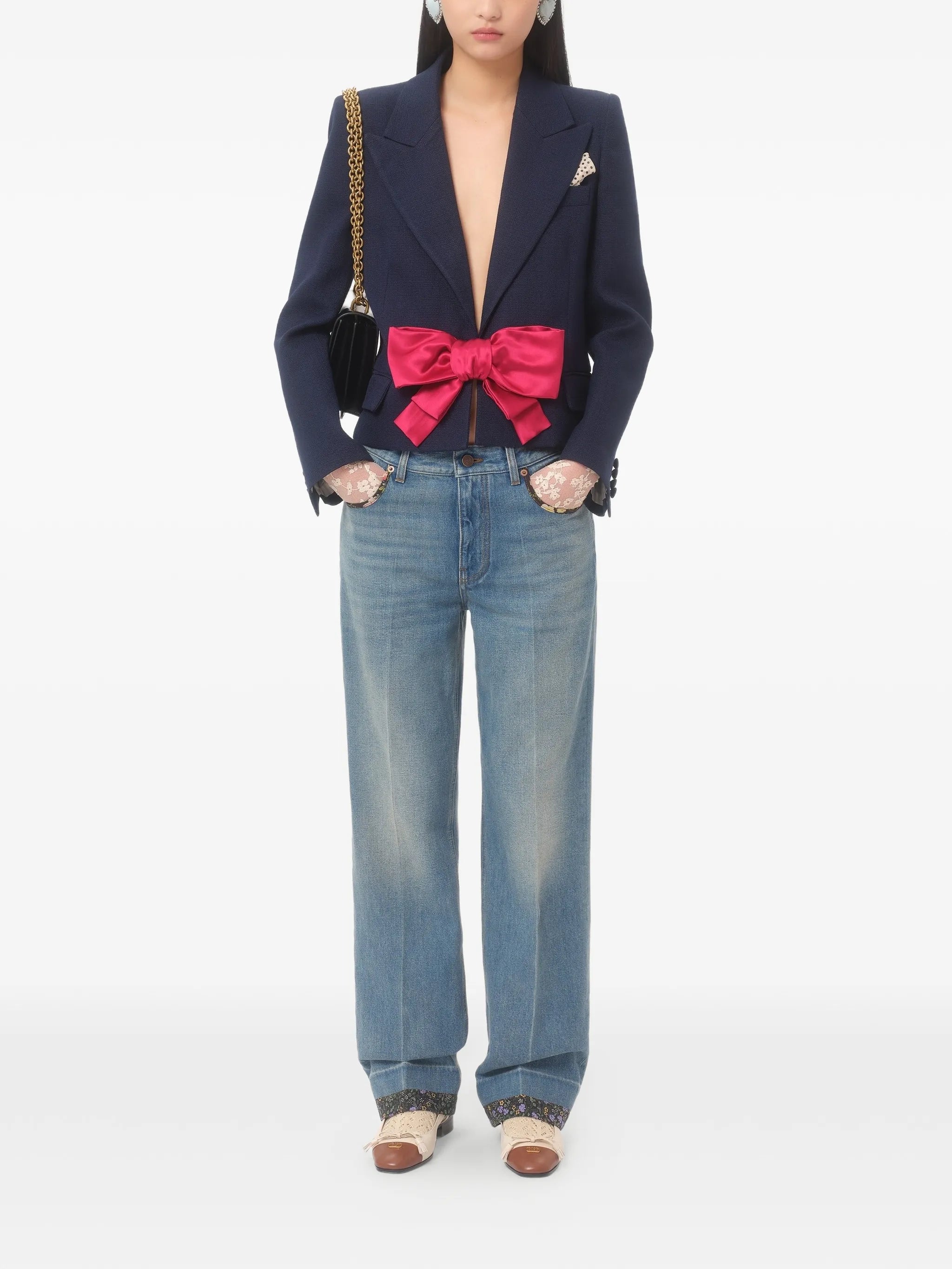 bow-detail single-breasted blazer