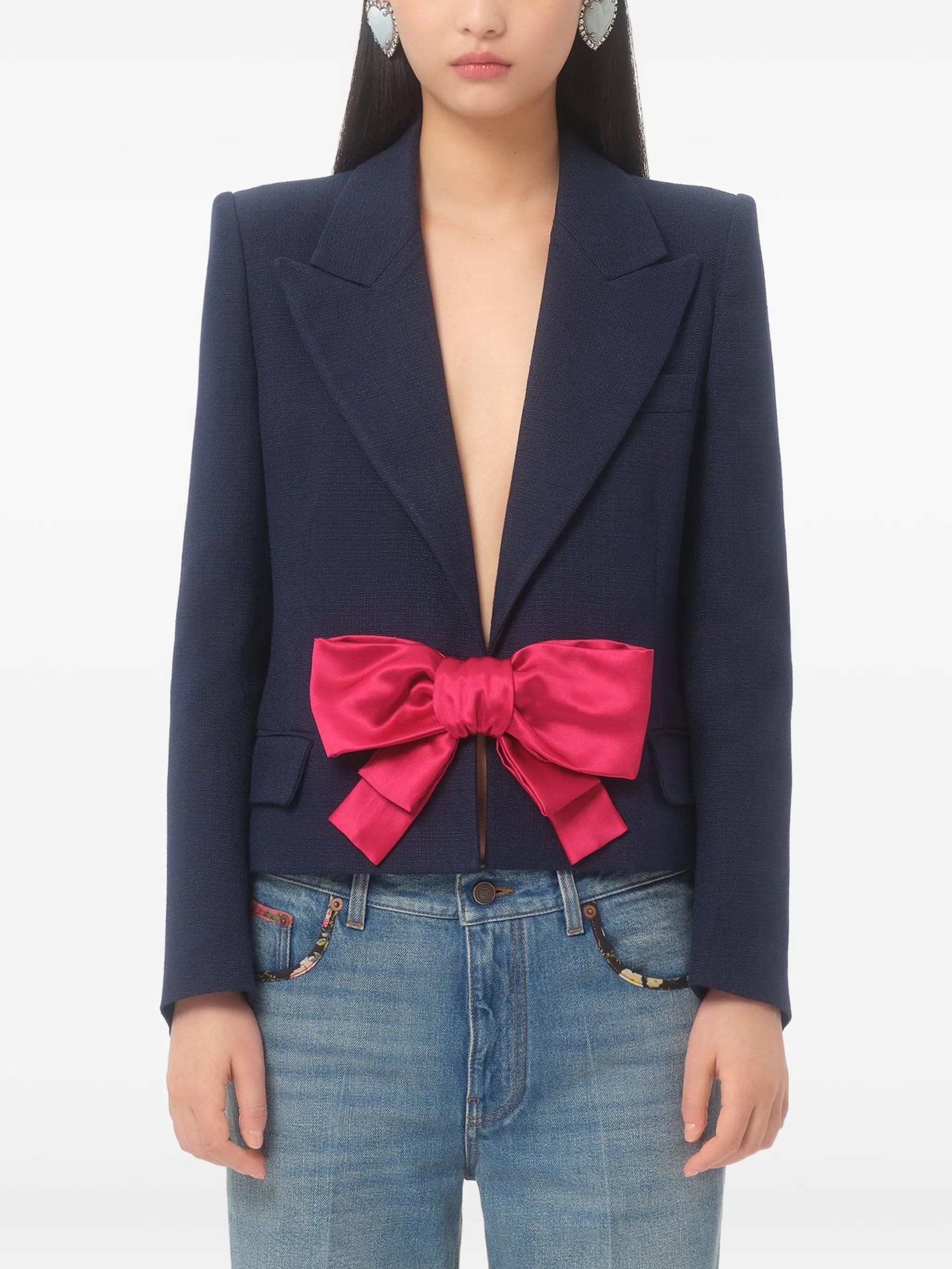 bow-detail single-breasted blazer