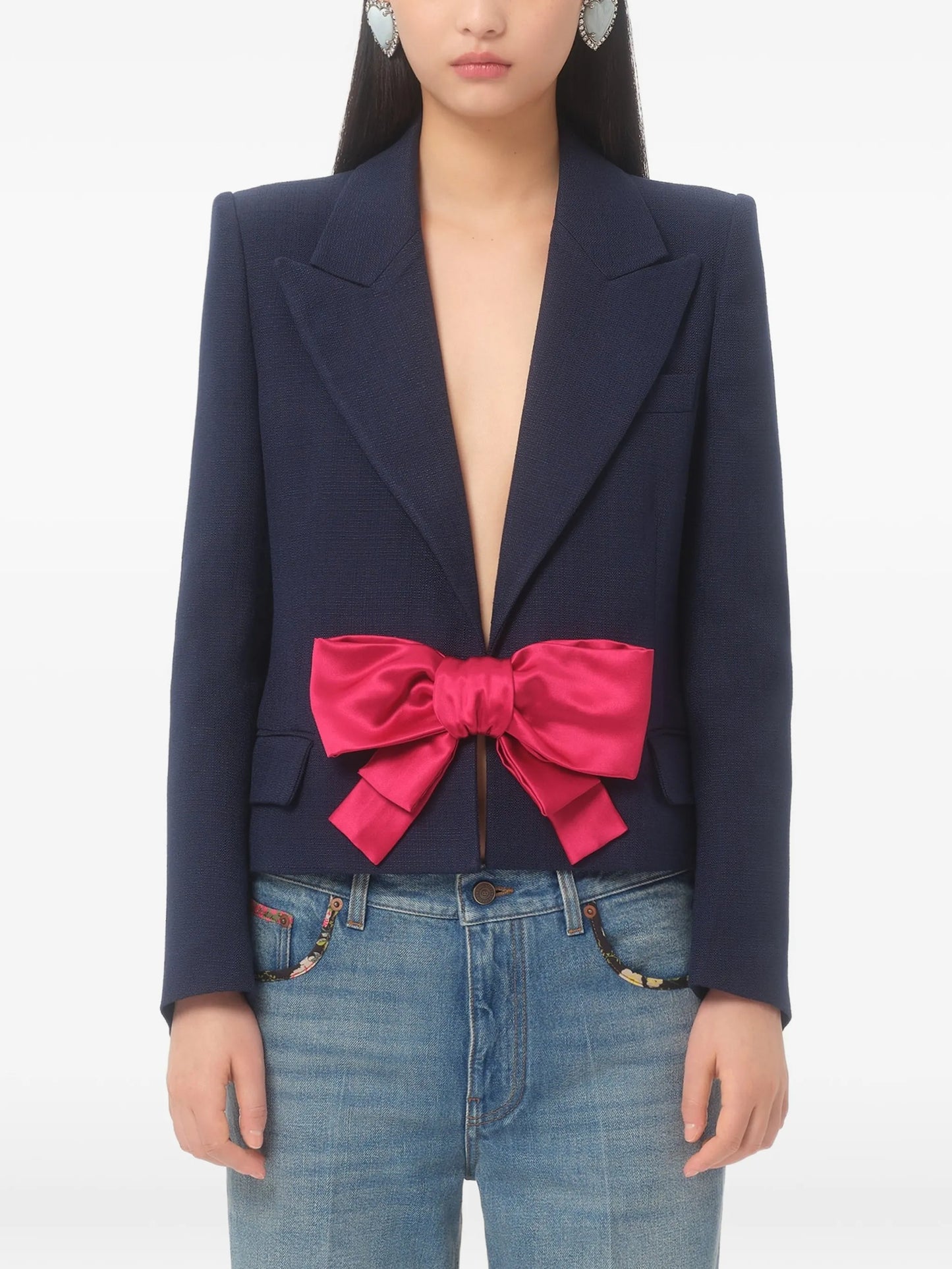 bow-detail single-breasted blazer