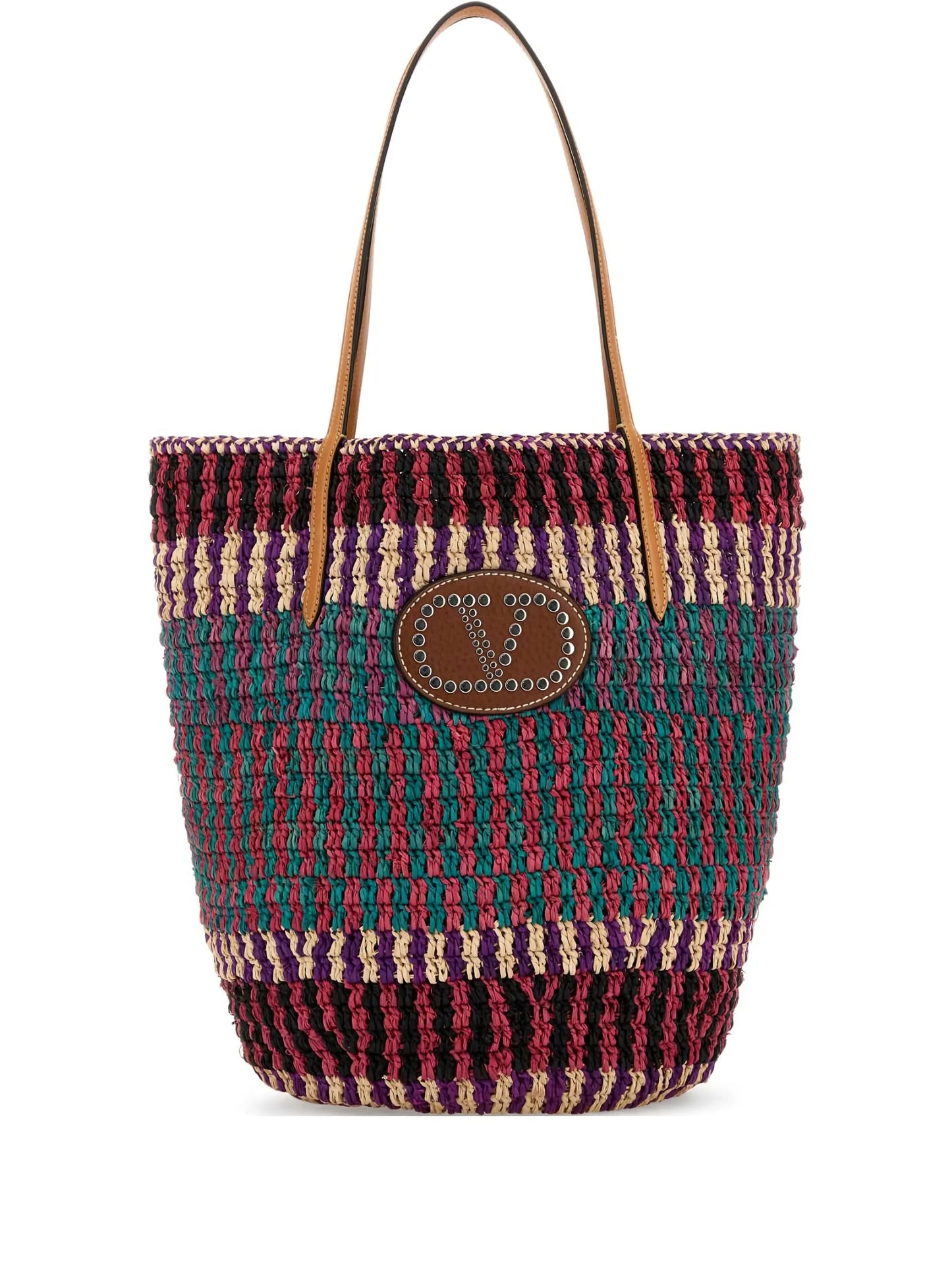 VLogo Signature raffia tote bag