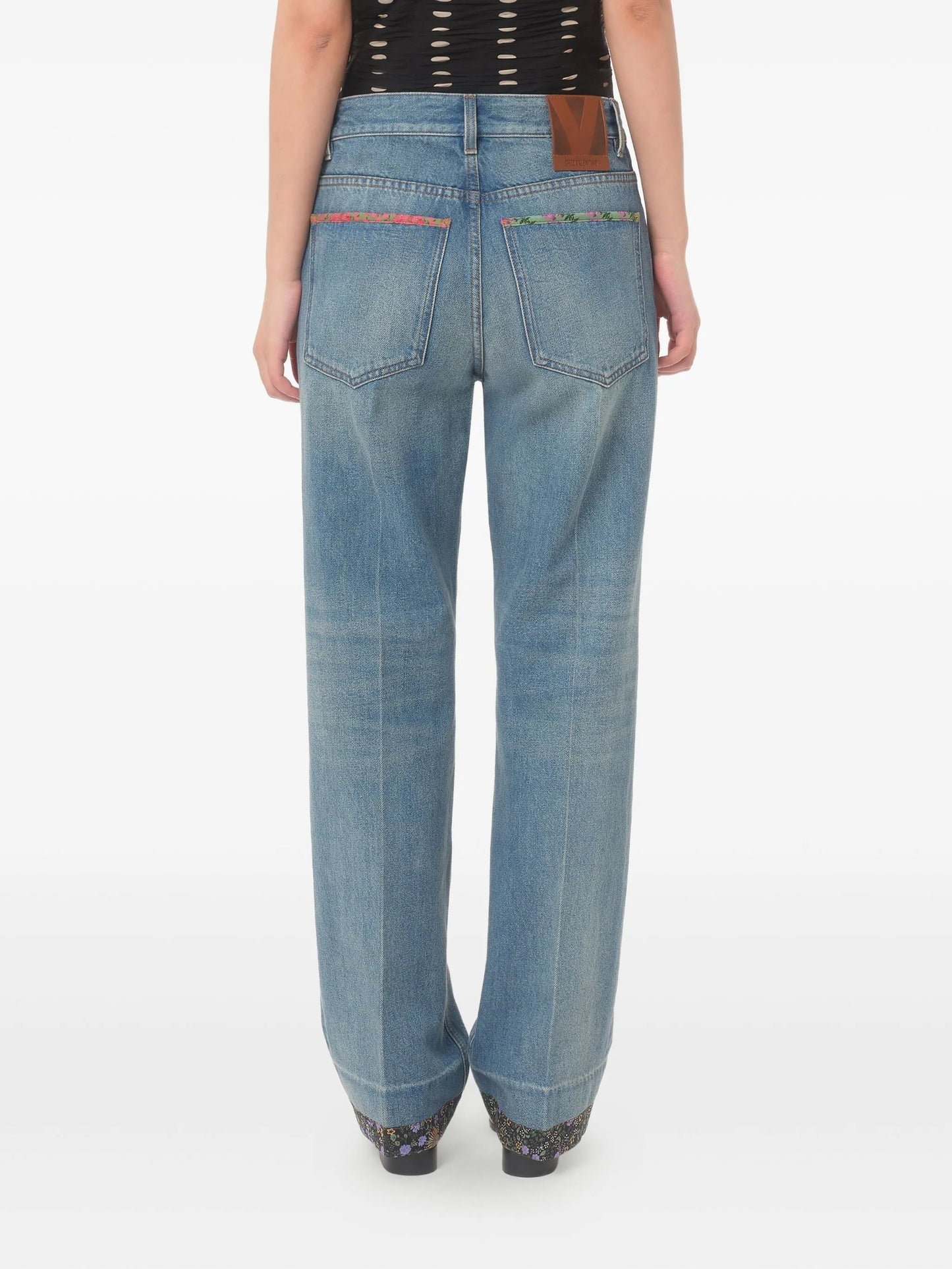 floral-trim jeans