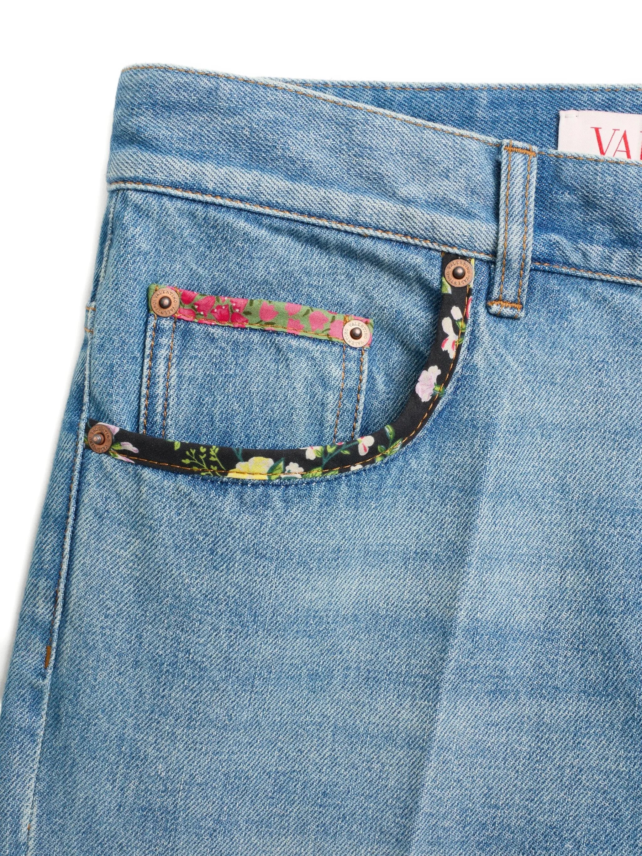 floral-trim jeans