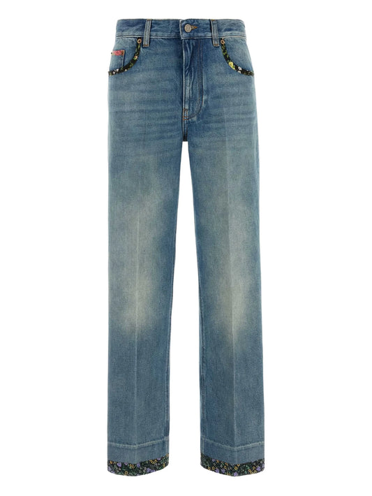 floral-trim jeans