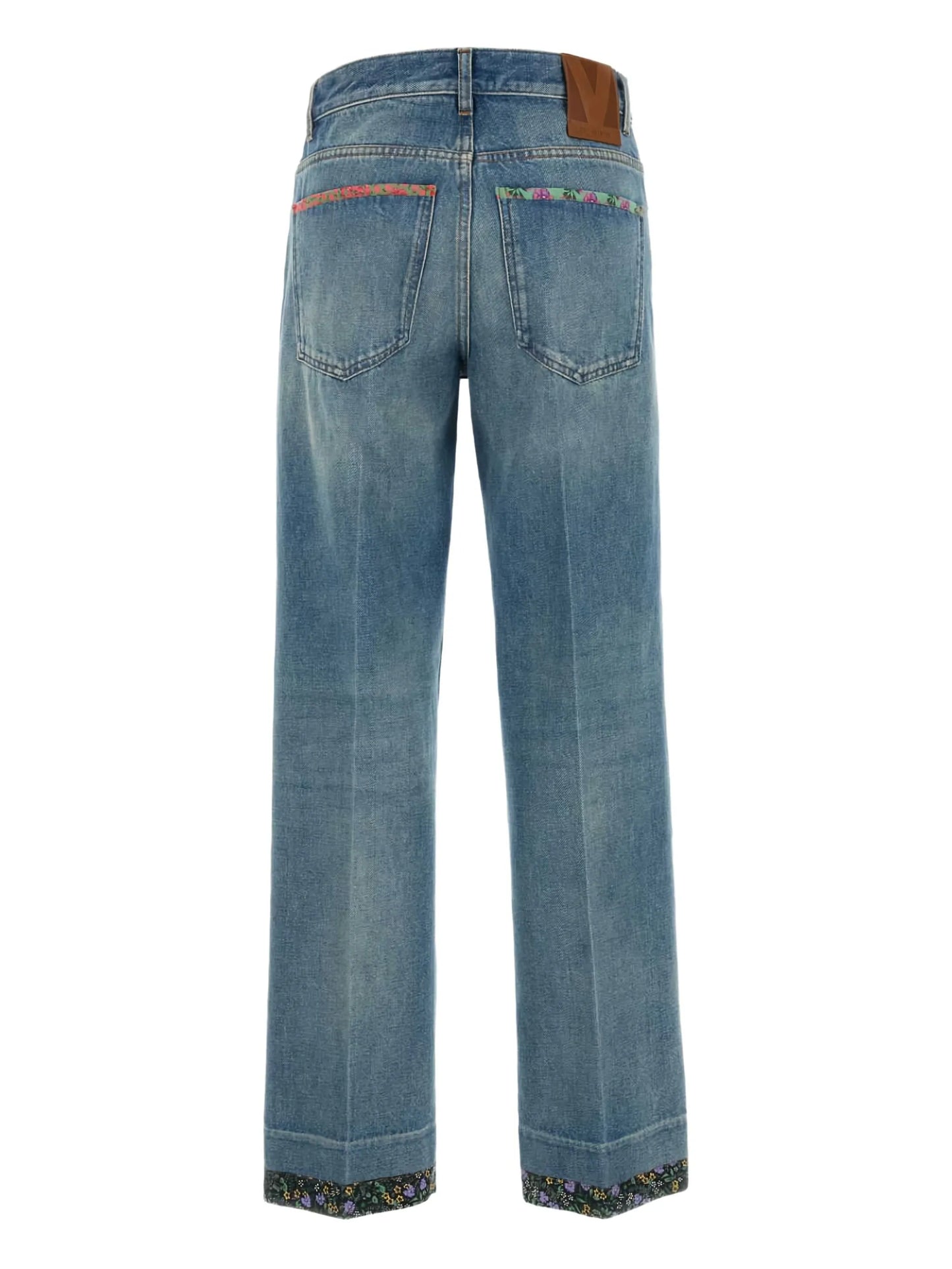 floral-trim jeans