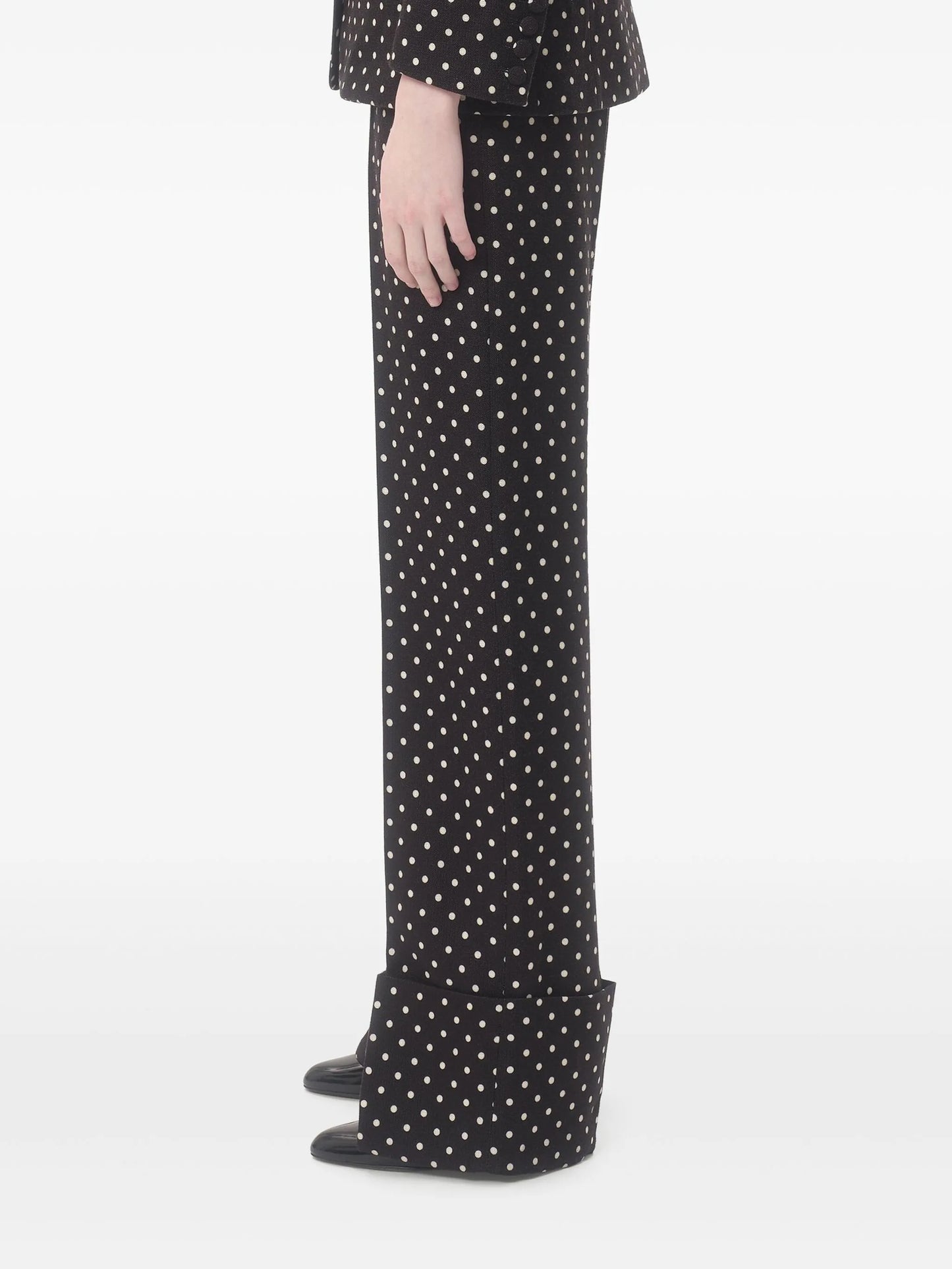polka-dot-pattern trousers