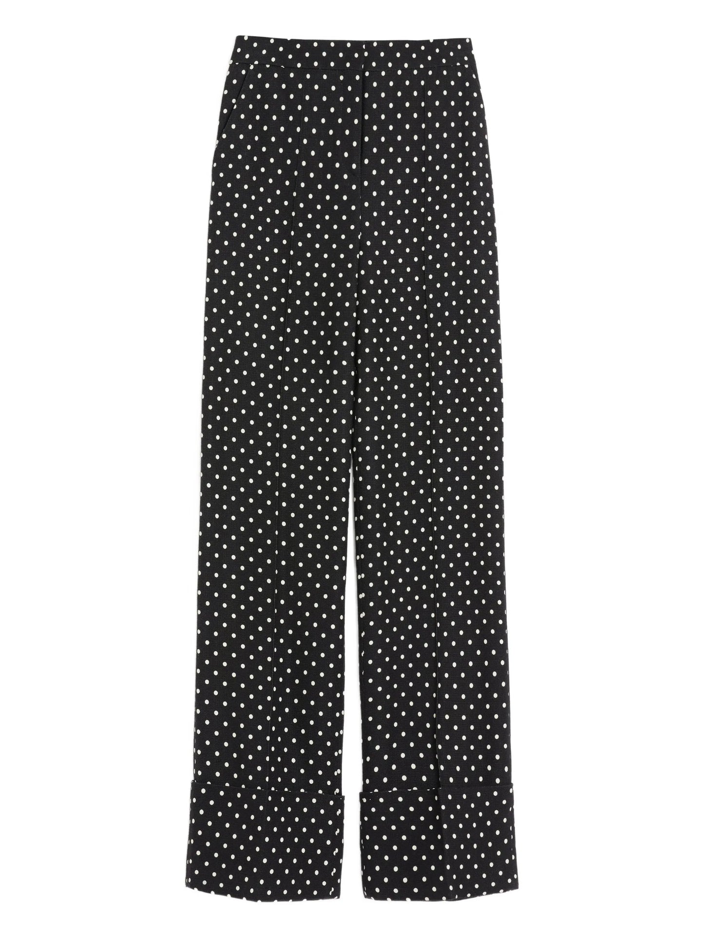 polka-dot-pattern trousers