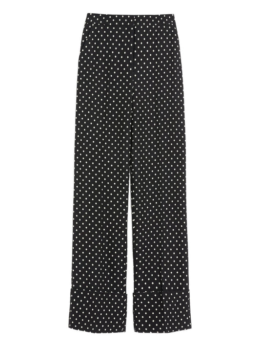 polka-dot-pattern trousers