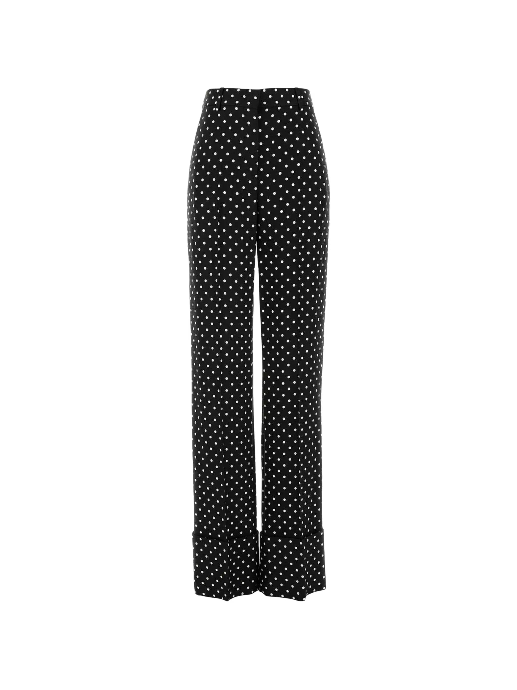 polka-dot-pattern trousers