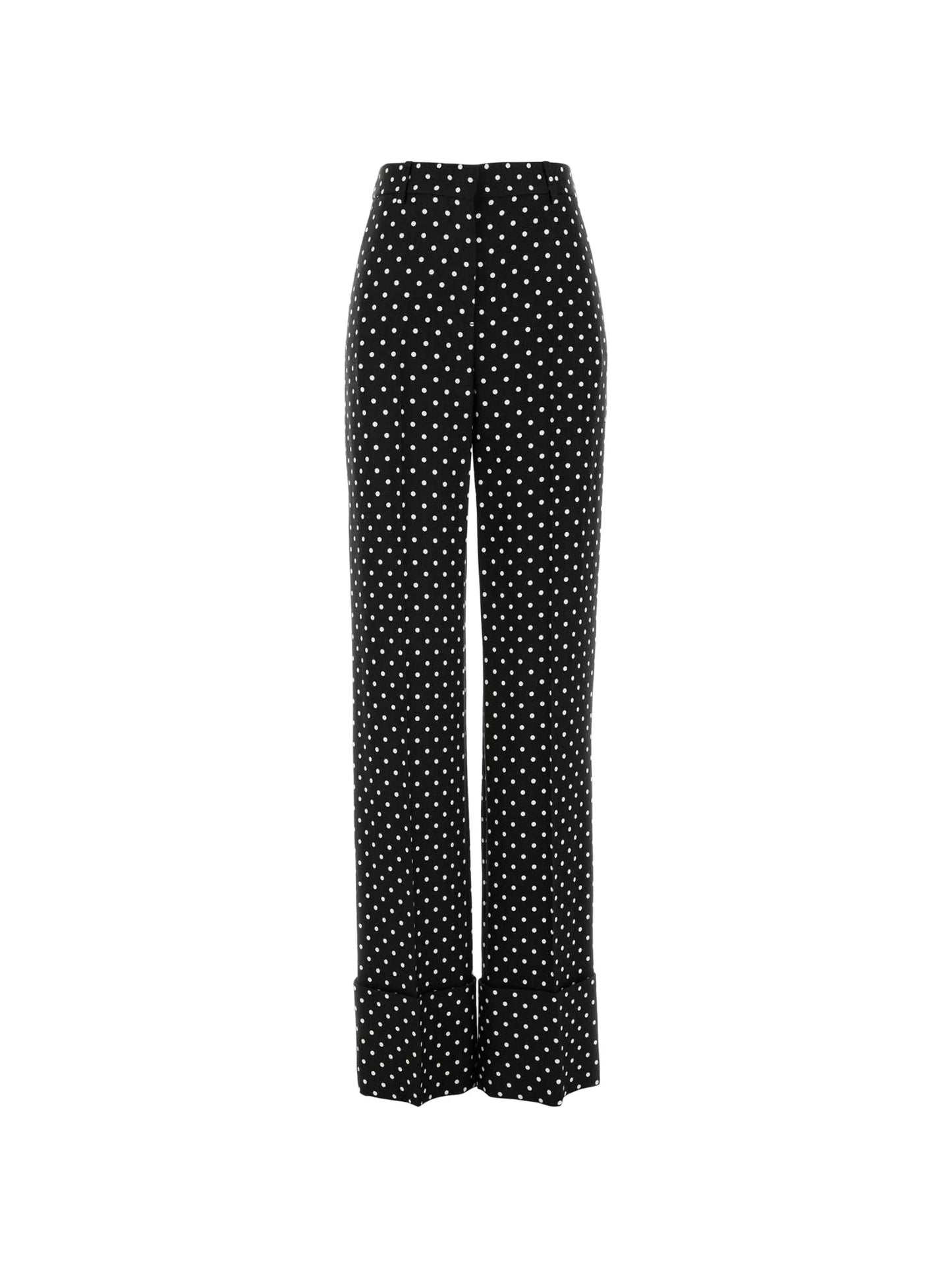 polka-dot-pattern trousers