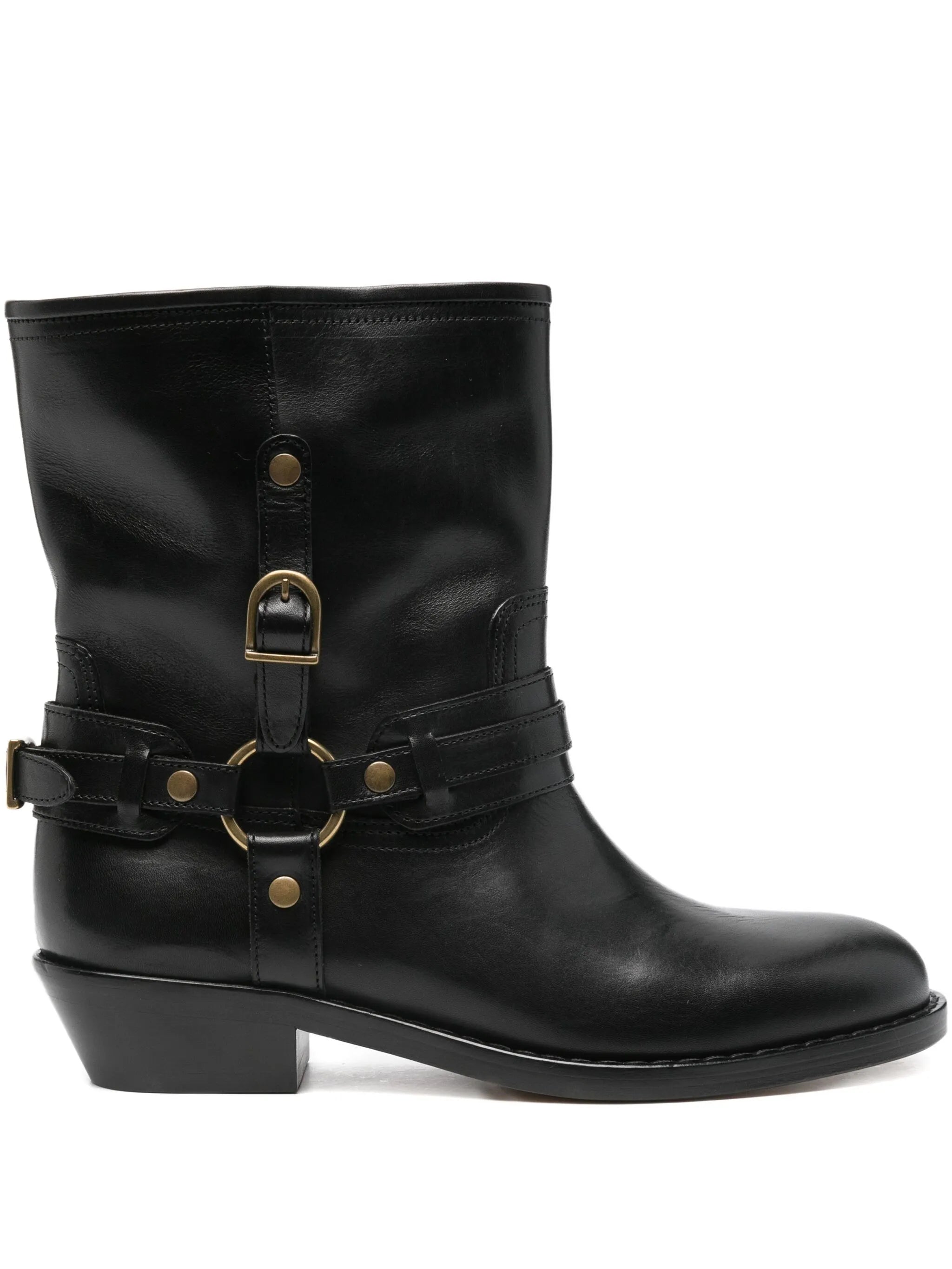 35mm leather biker boots