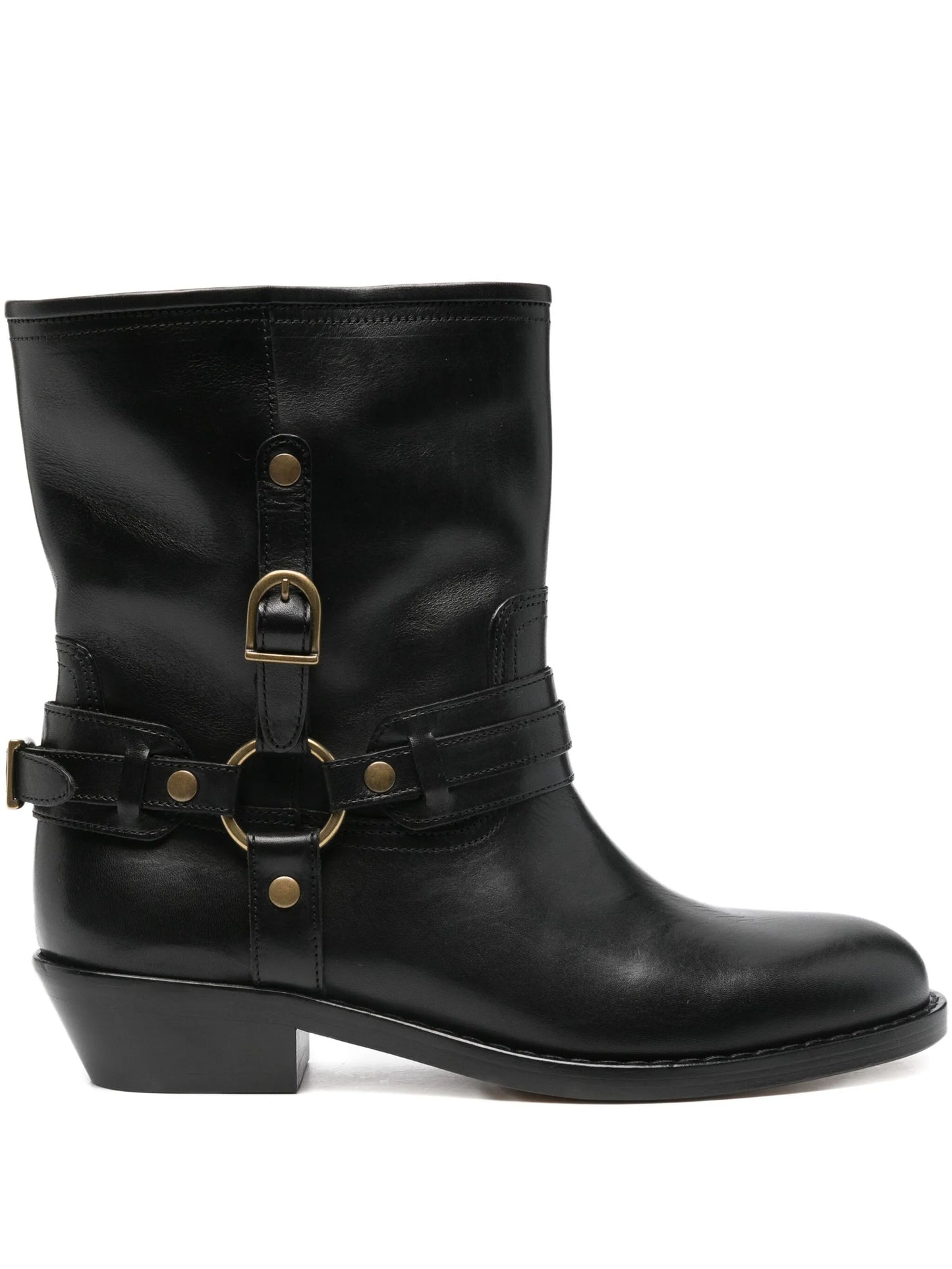 35mm leather biker boots