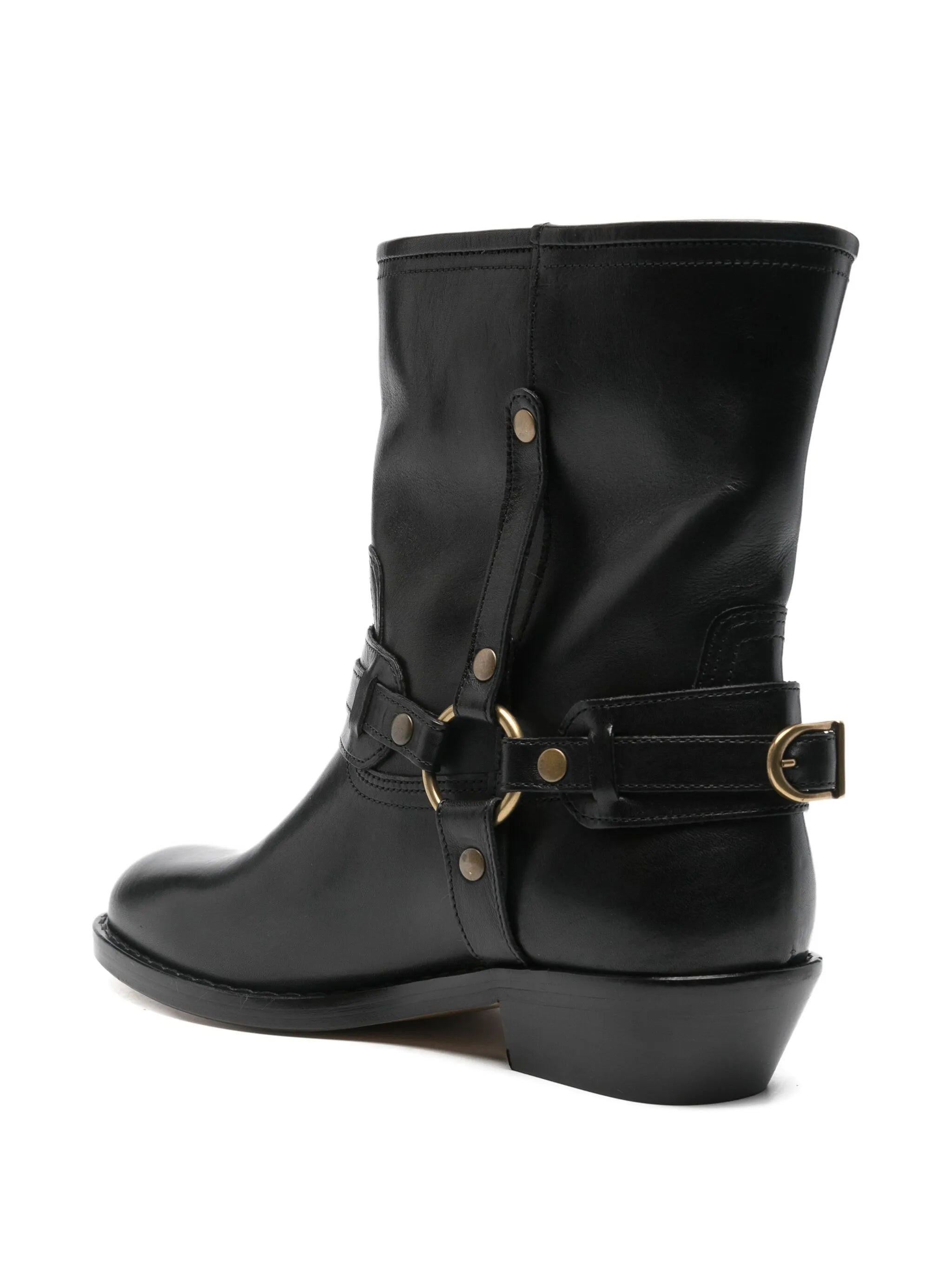 35mm leather biker boots