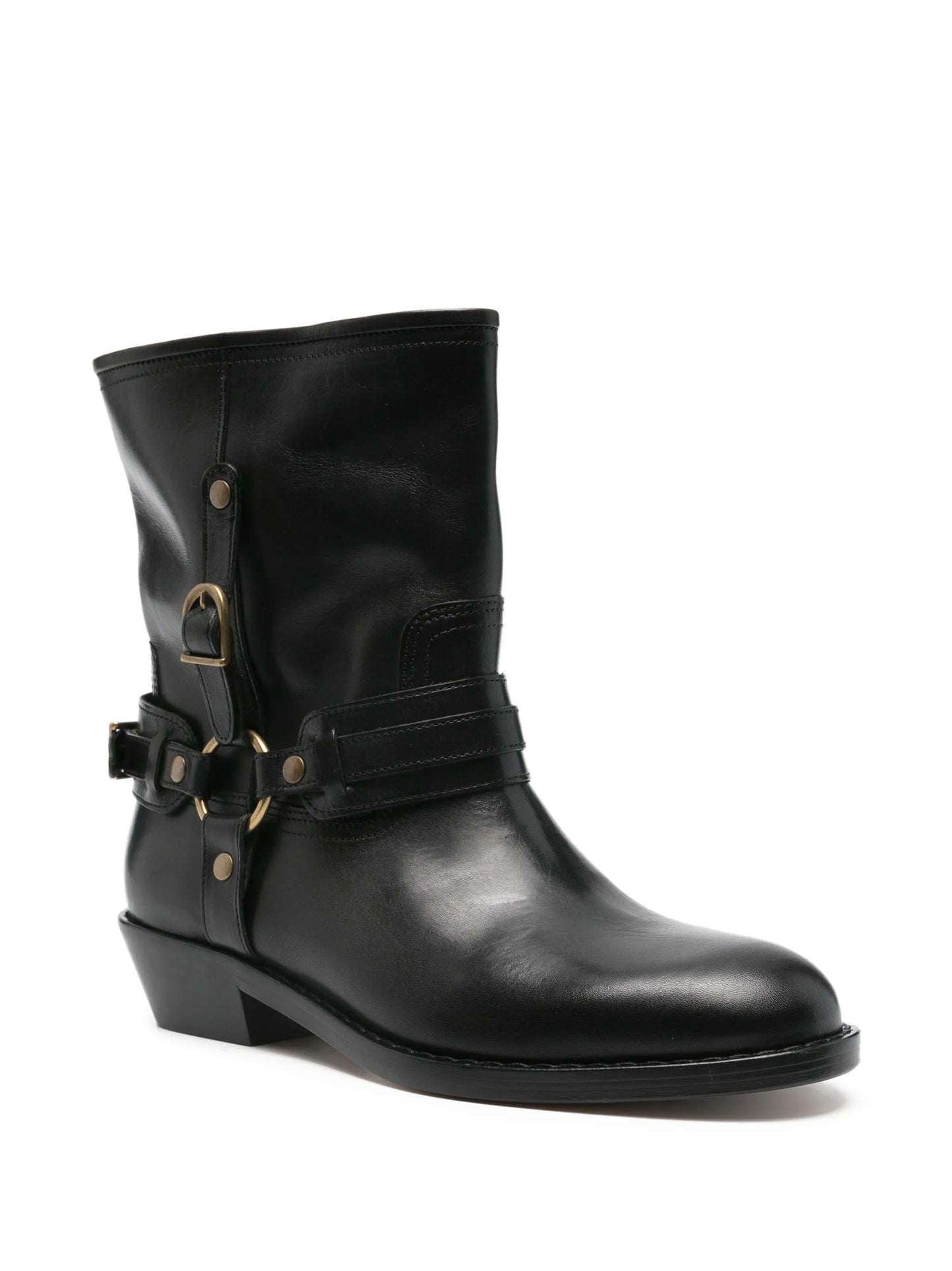 35mm leather biker boots