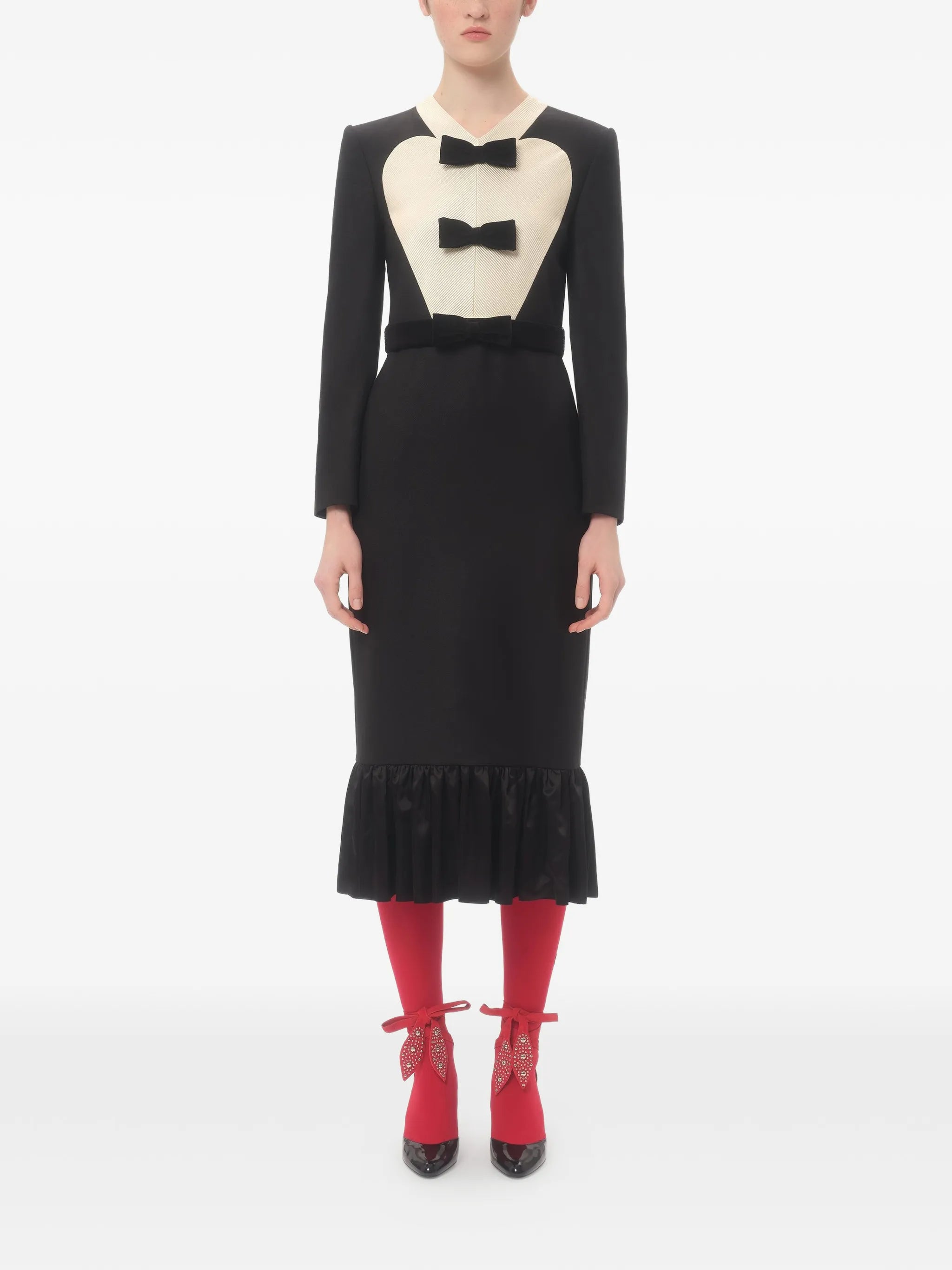 bow-detail midi dress