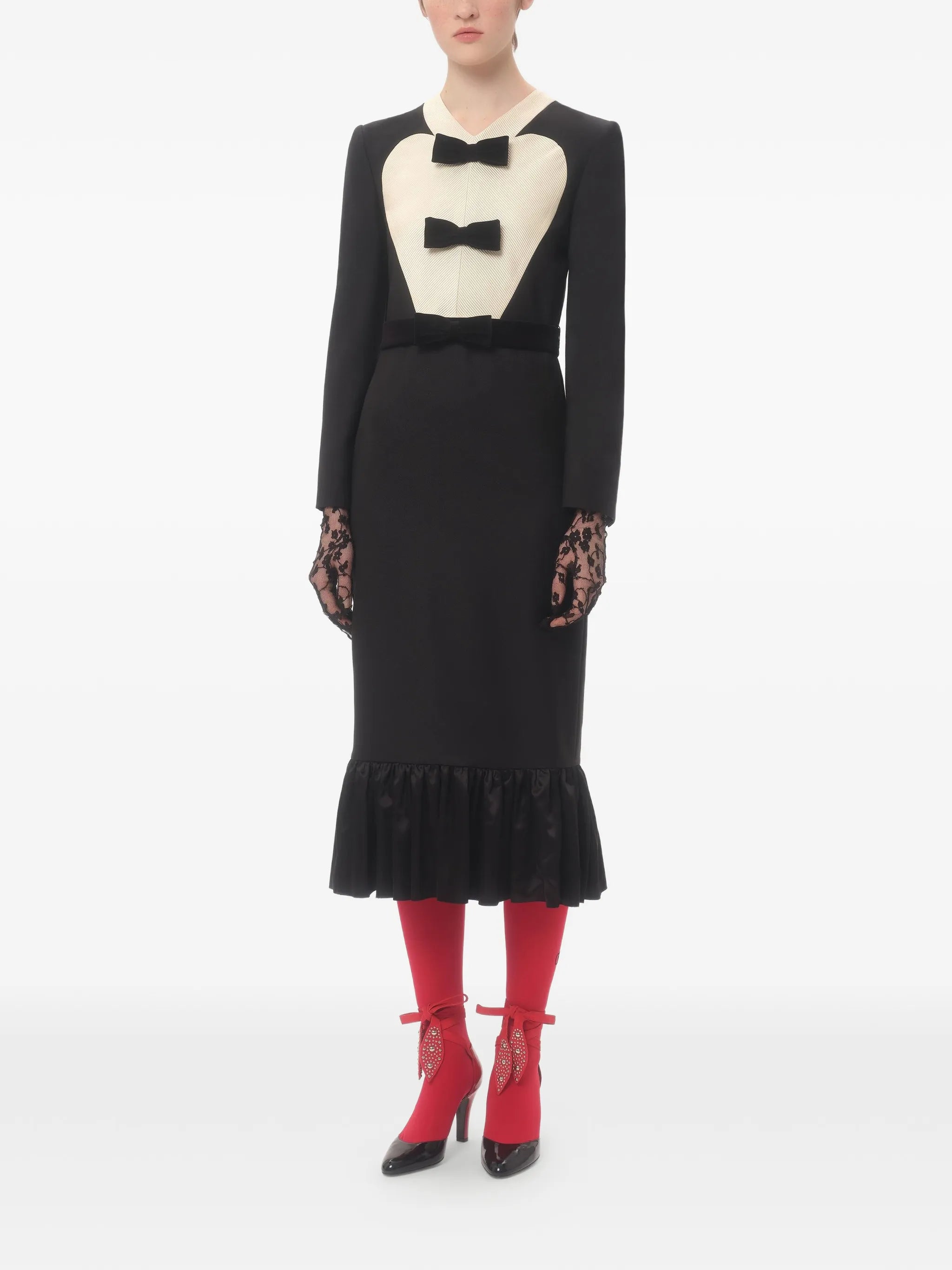 bow-detail midi dress