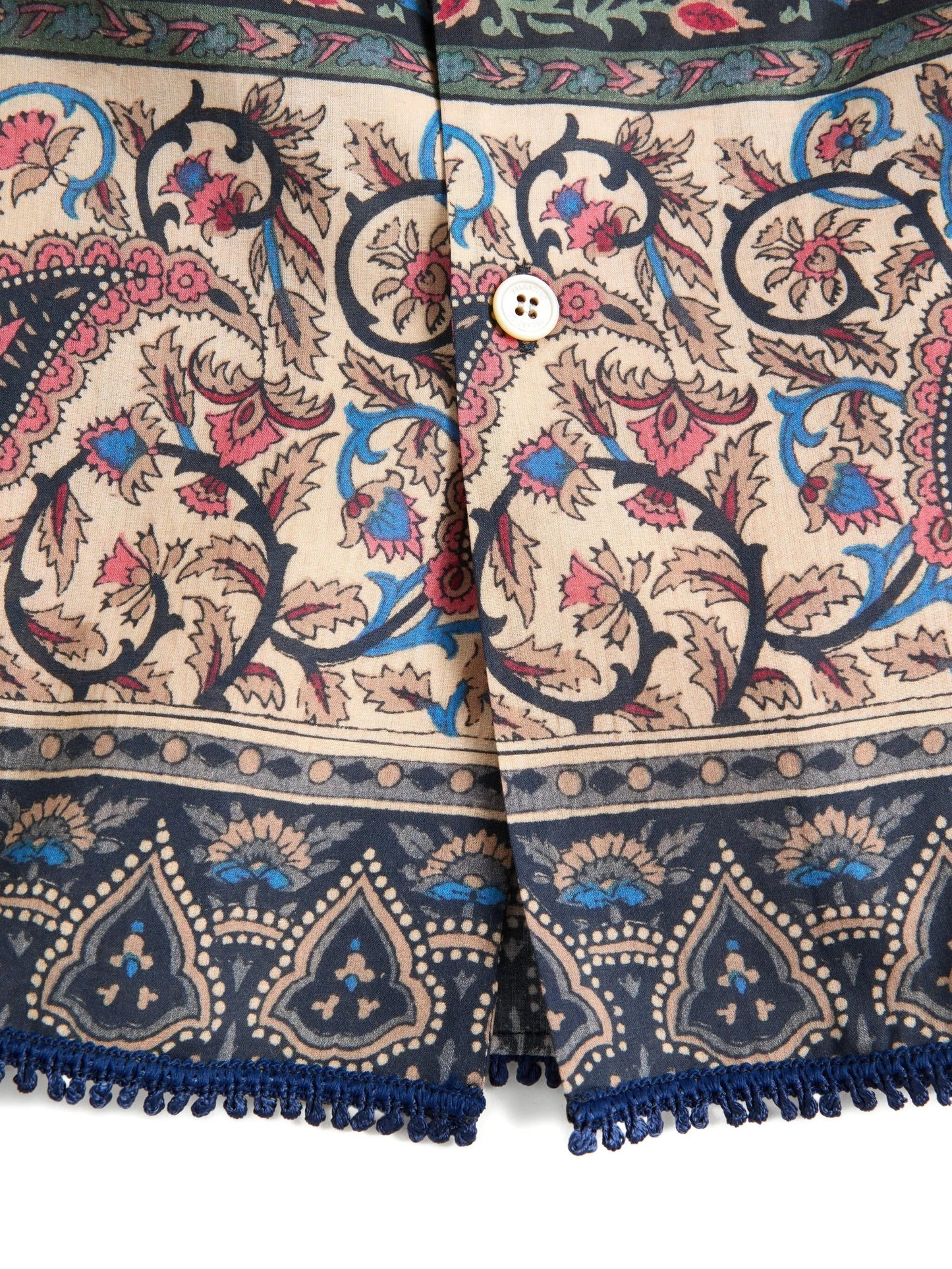 bowling shirt in cotton muslin with Voyage Imaginaire print and Passementerie trims
