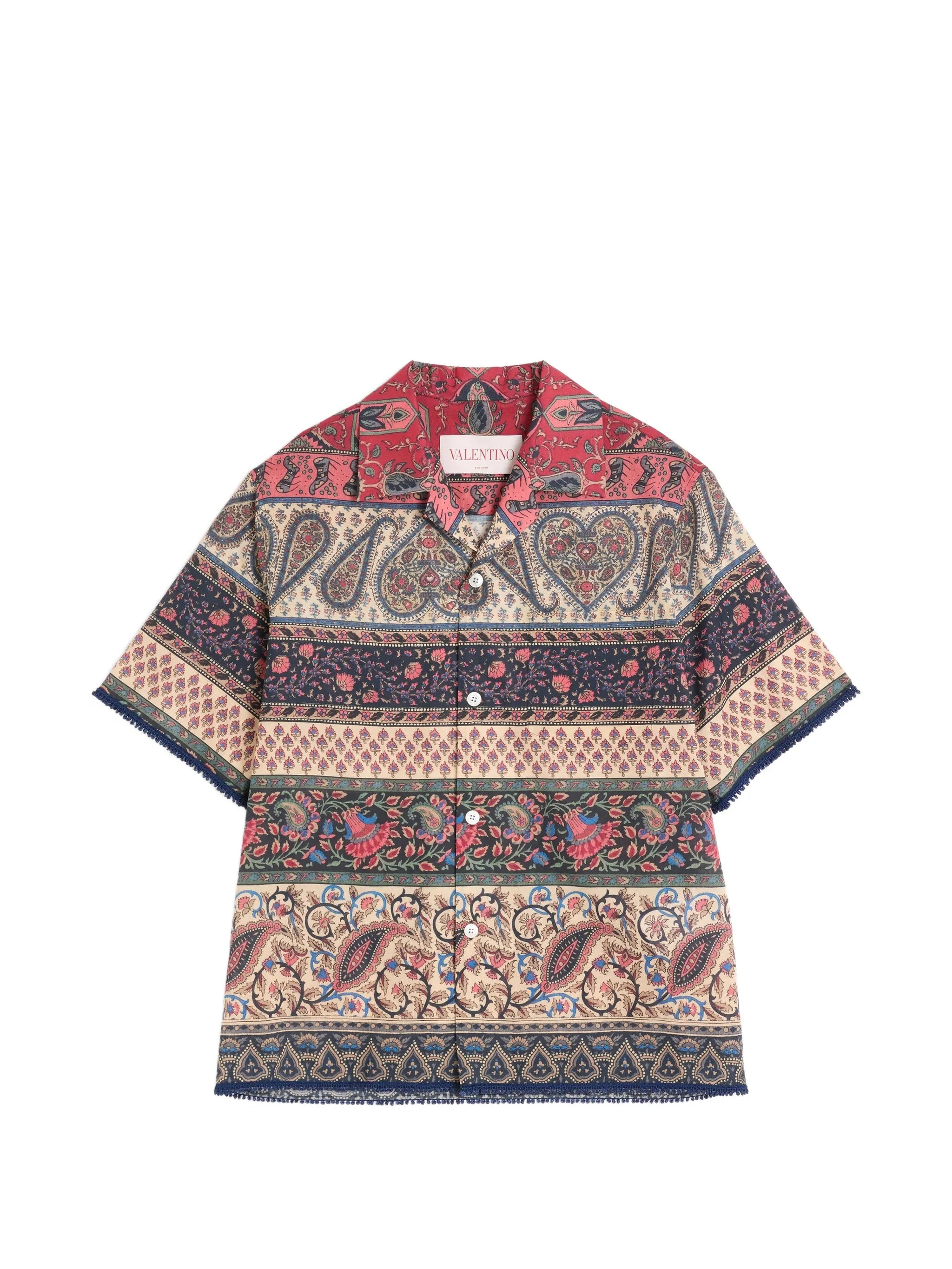 bowling shirt in cotton muslin with Voyage Imaginaire print and Passementerie trims