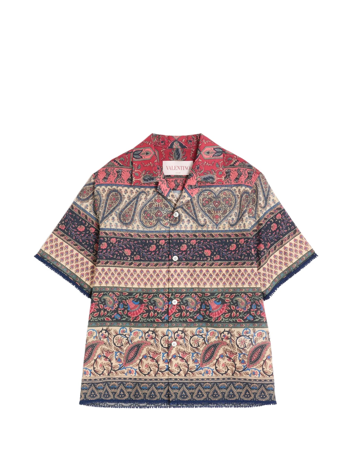bowling shirt in cotton muslin with Voyage Imaginaire print and Passementerie trims