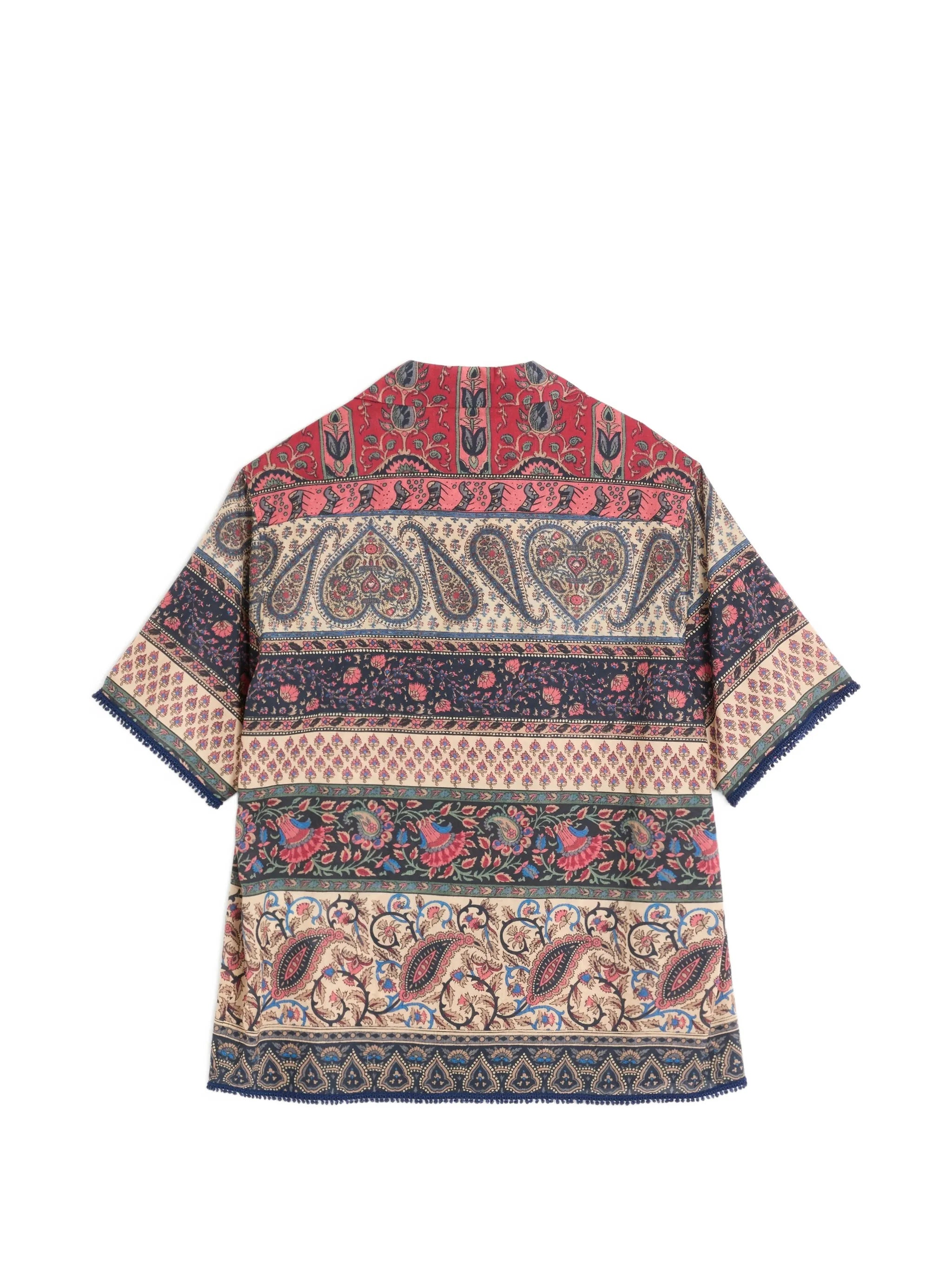 bowling shirt in cotton muslin with Voyage Imaginaire print and Passementerie trims