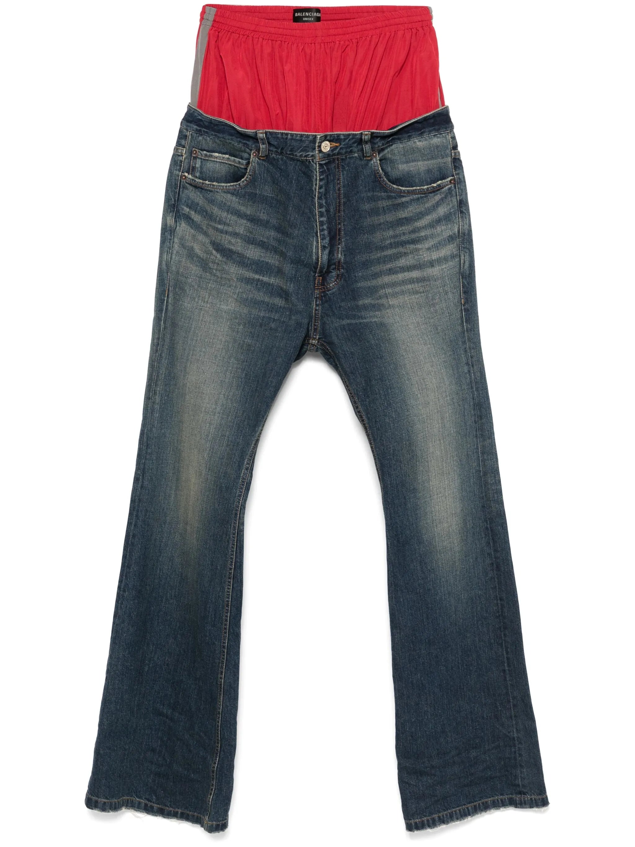 layered jeans