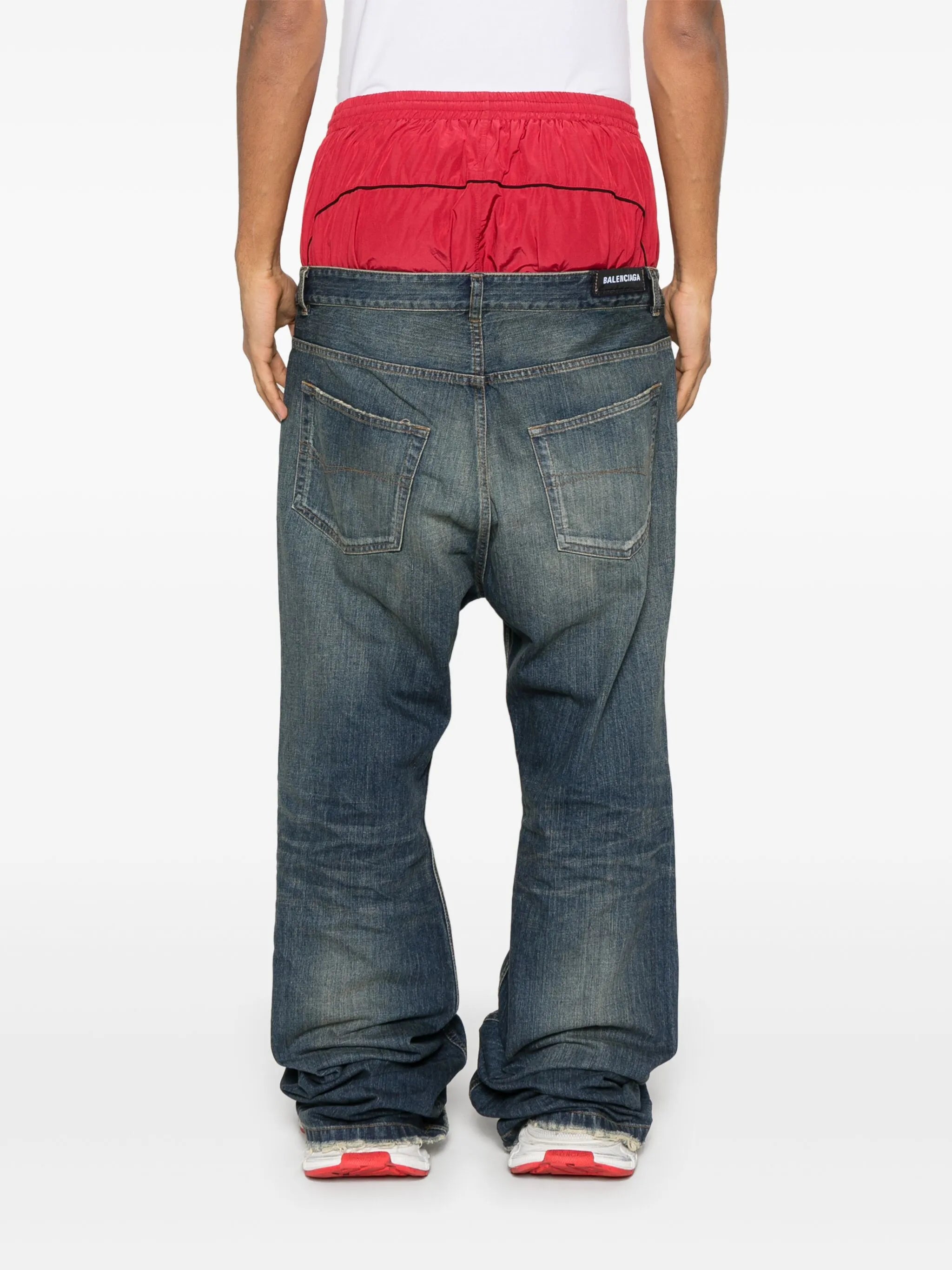 layered jeans