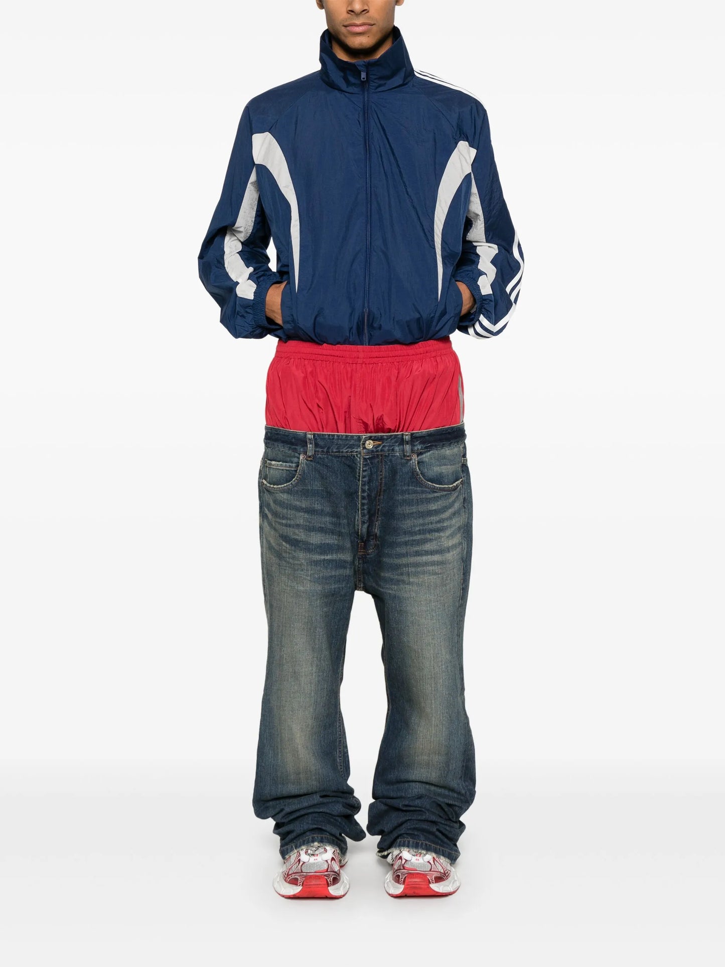 layered jeans