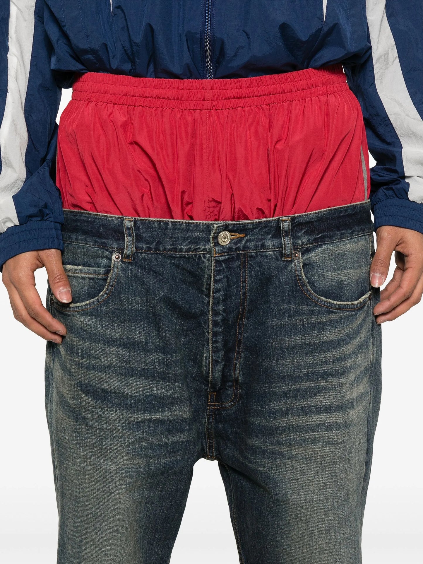 layered jeans