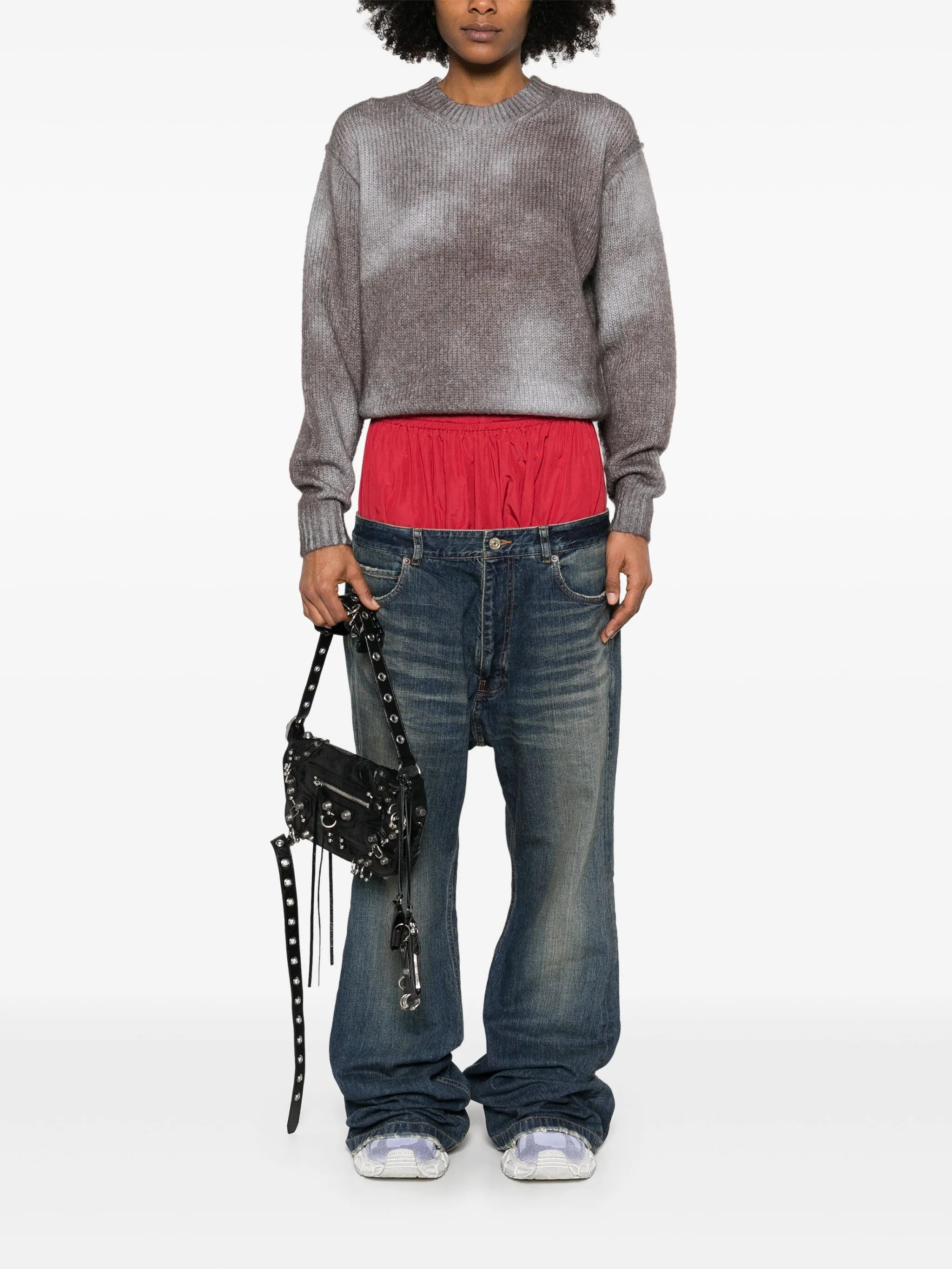 layered jeans