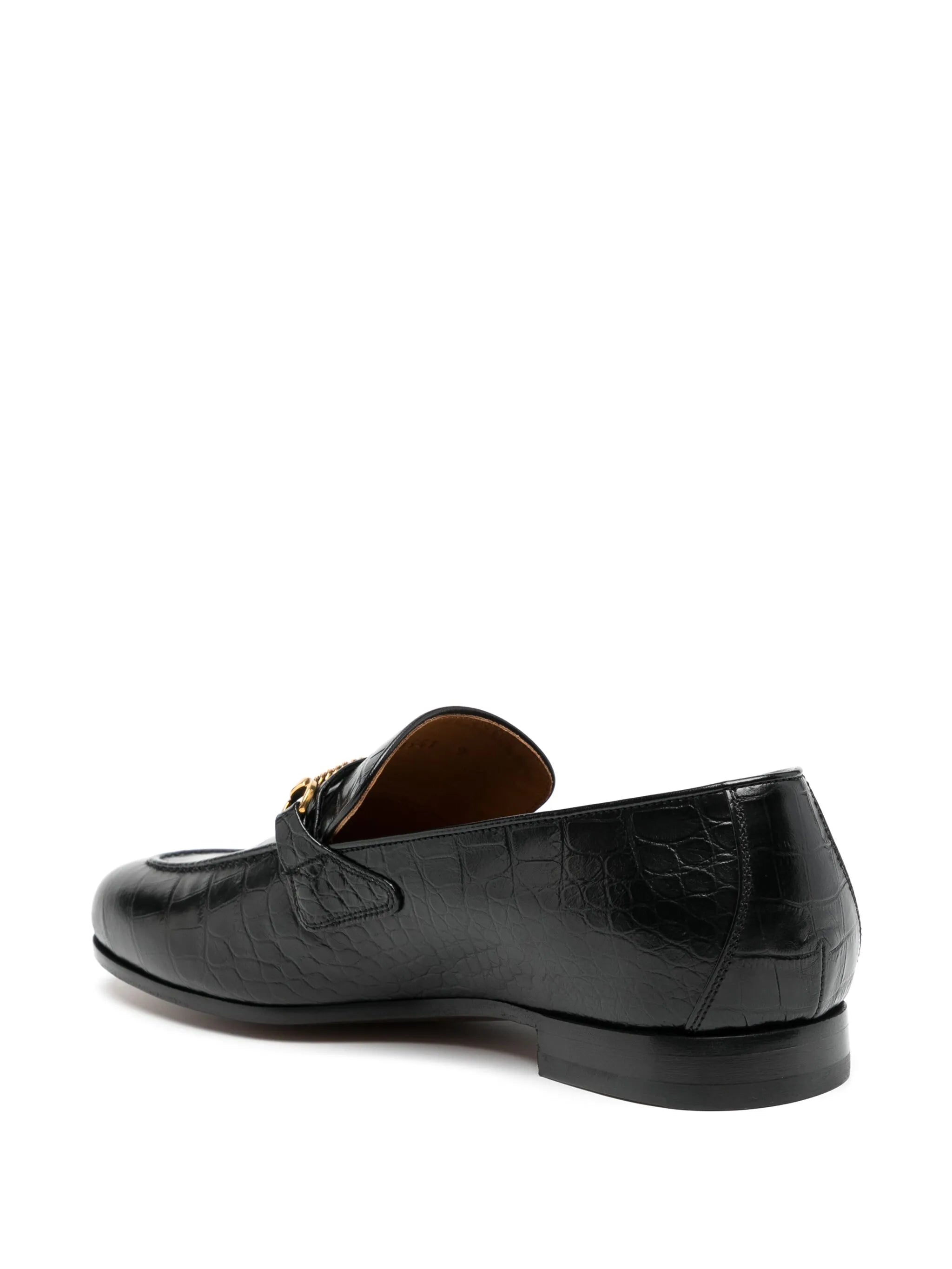 crocodile-embossed leather loafers