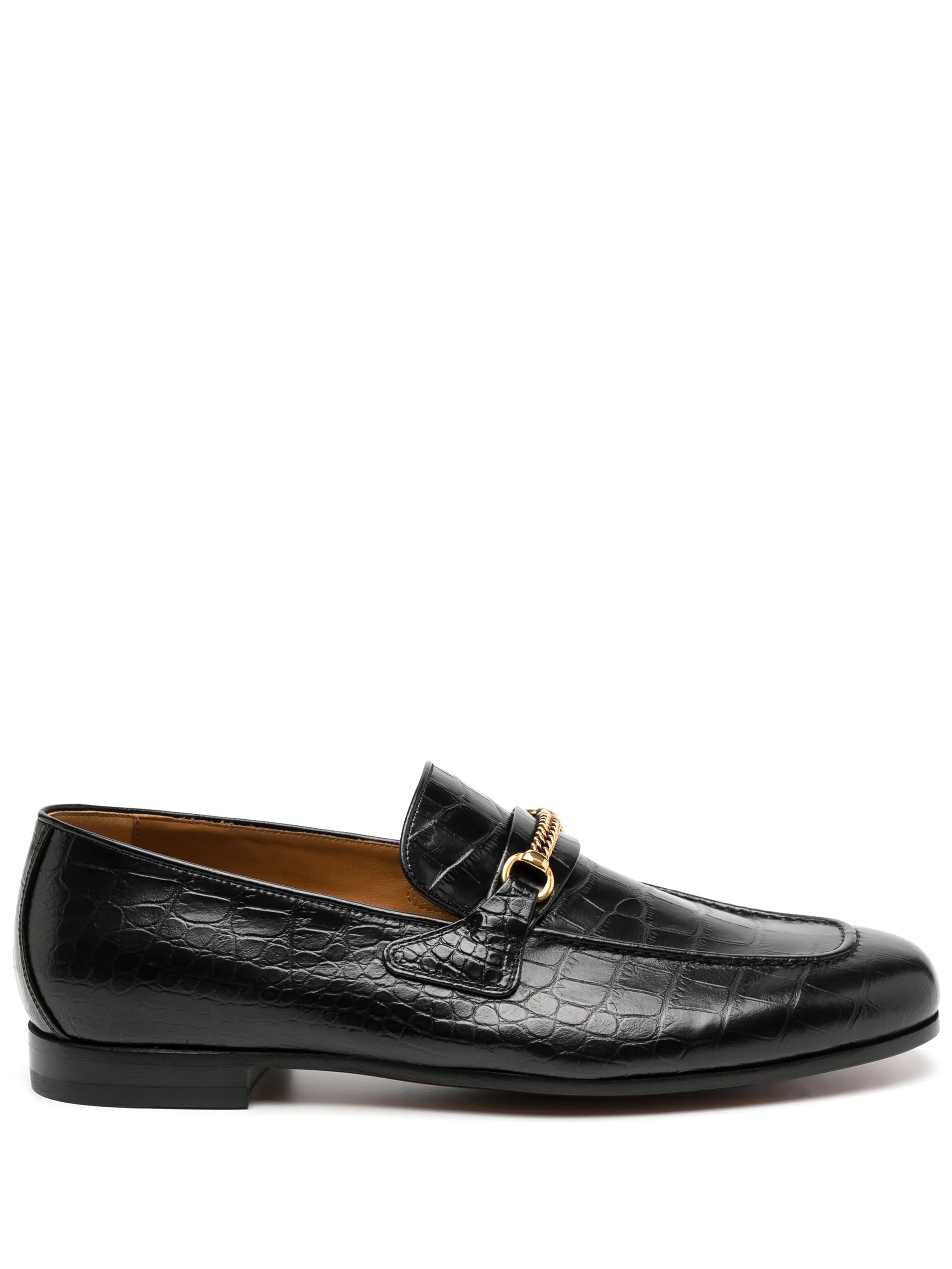 crocodile-embossed leather loafers