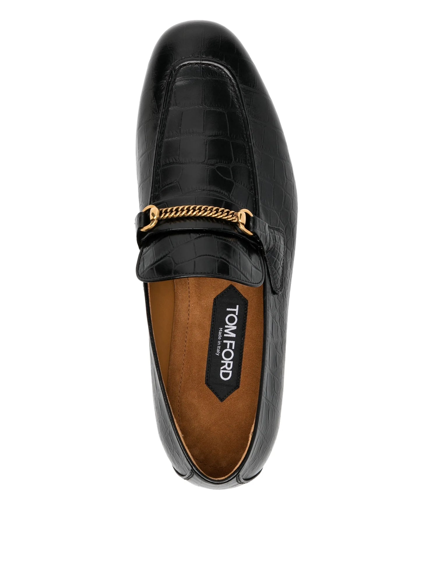 crocodile-embossed leather loafers