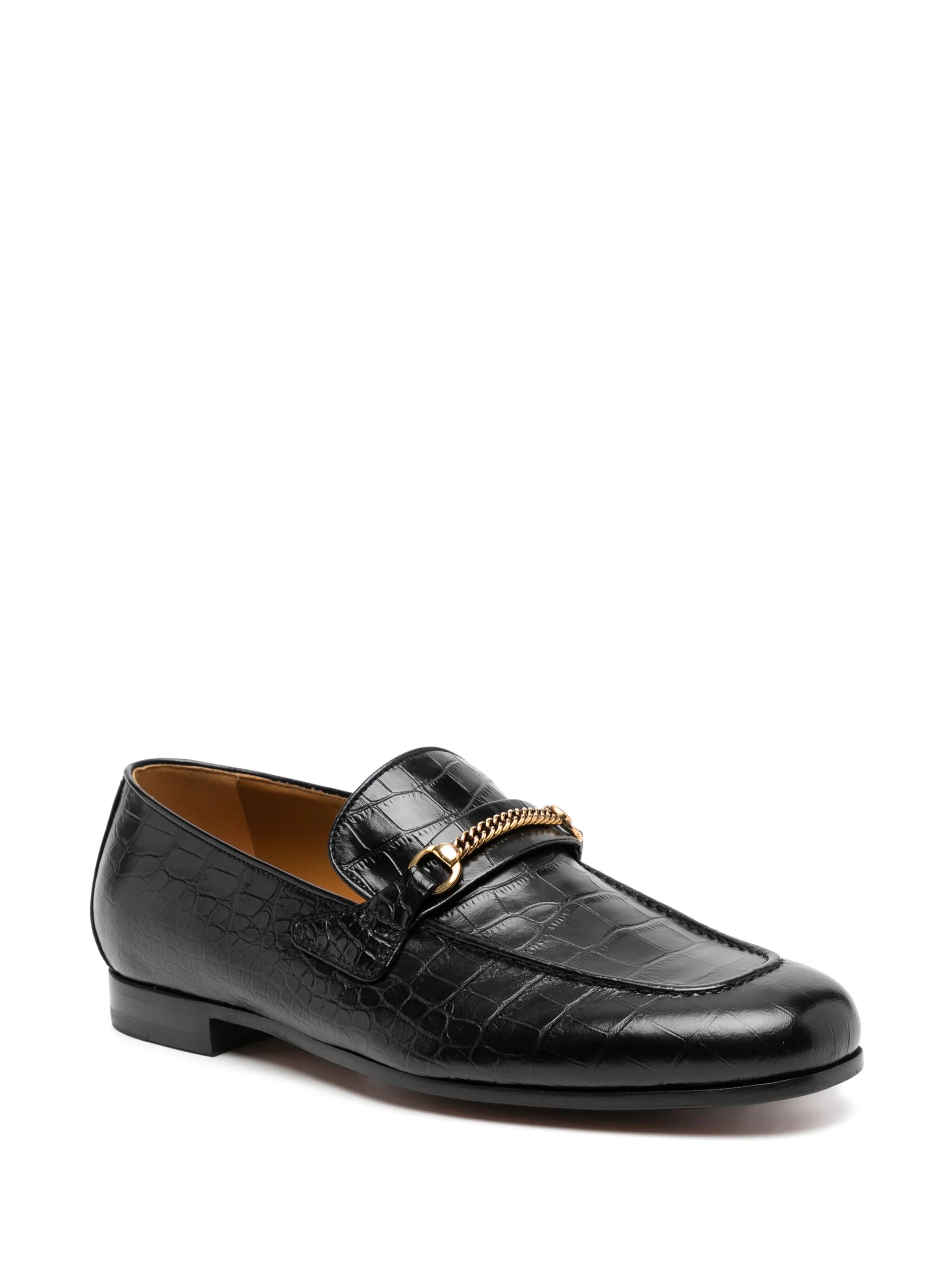 crocodile-embossed leather loafers