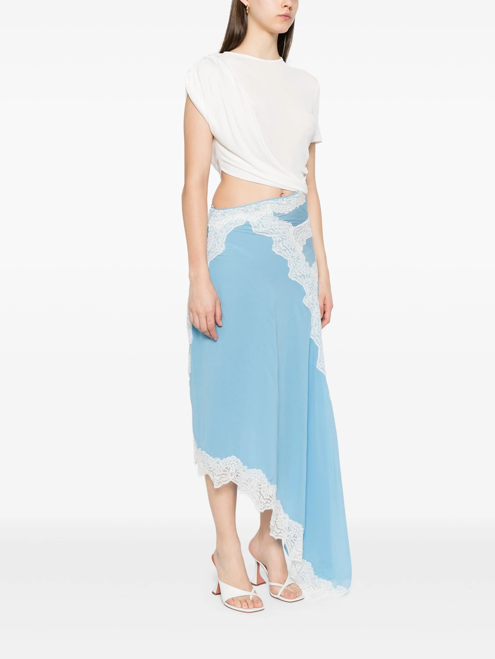 lace-detailing midi dress