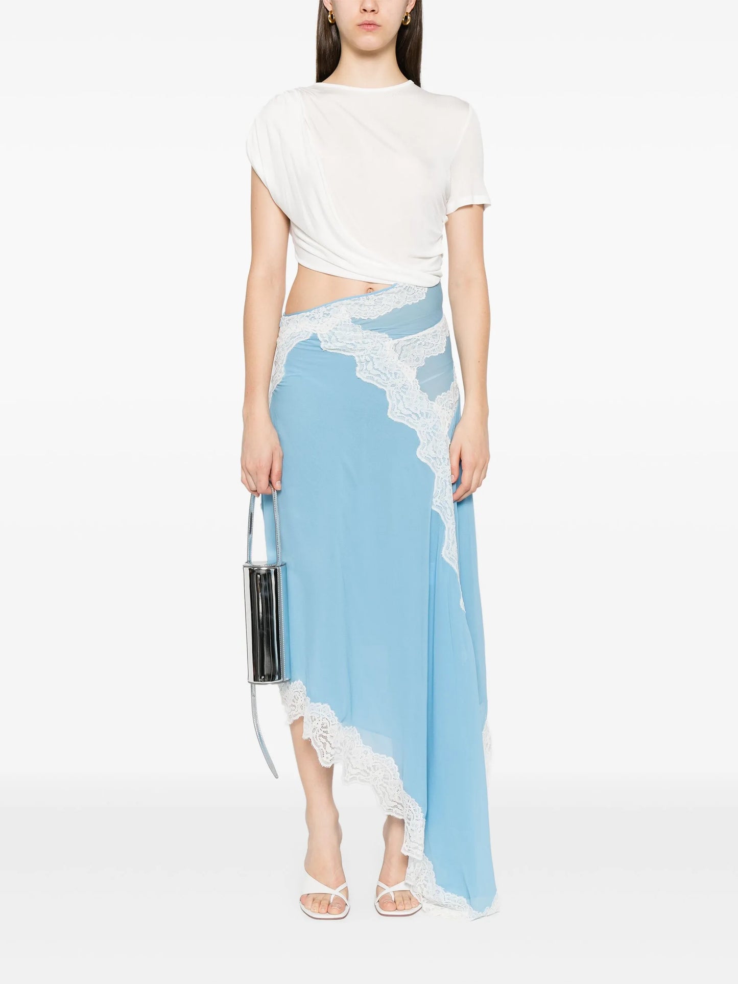 lace-detailing midi dress